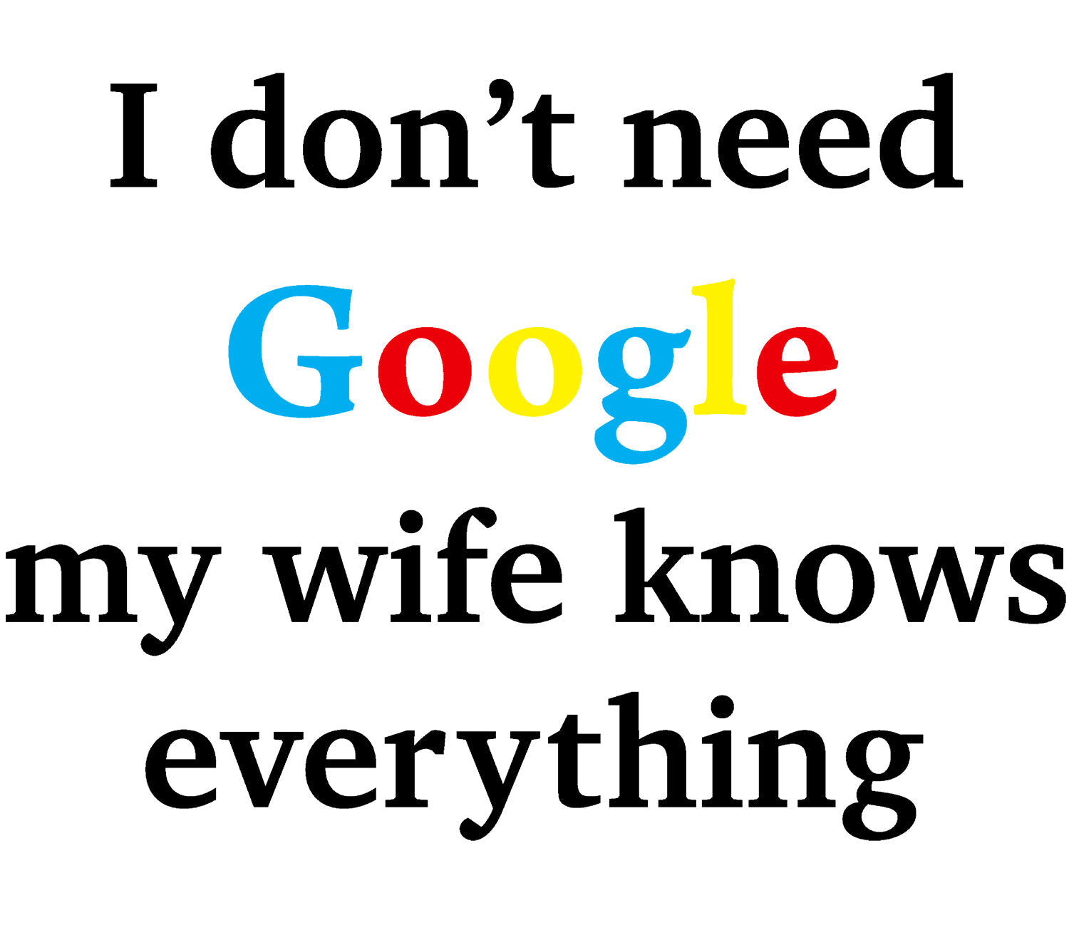 UA Just for Lolz I Don't Need Google My Wife Knows Everything Men's T-shirt ()