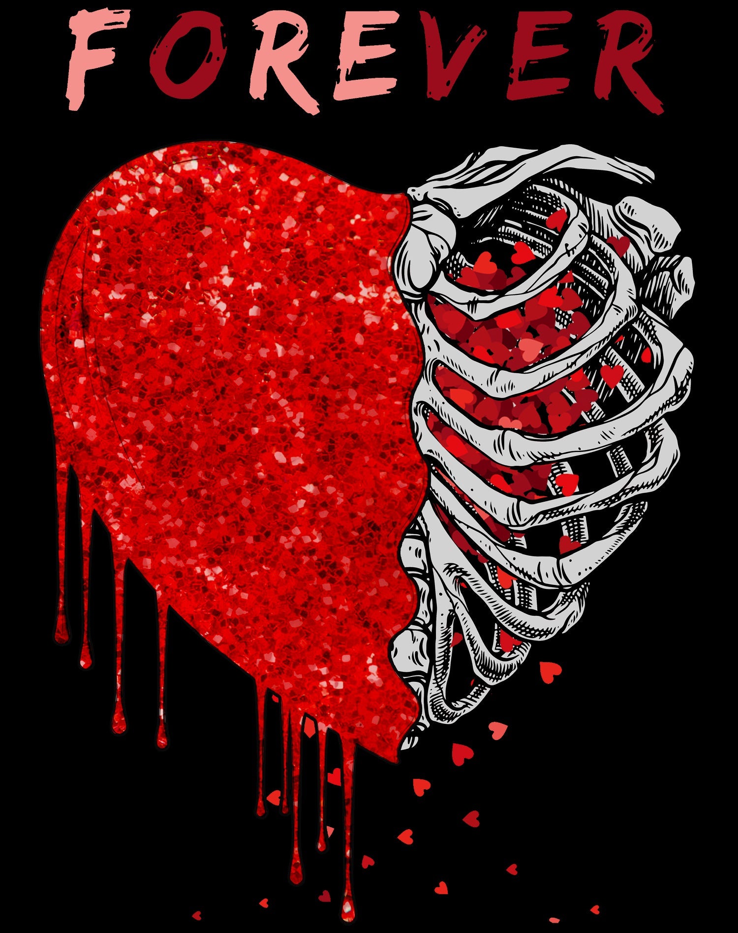 Valentine Graphic Bleeding Sparkle Heart Wild Love Forever Men's T-shirt