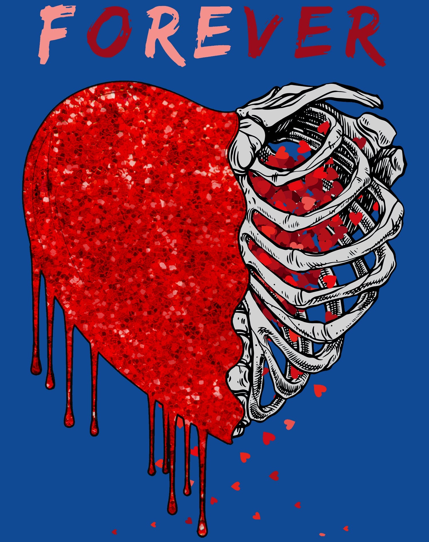 Valentine Graphic Bleeding Sparkle Heart Wild Love Forever Men's T-shirt