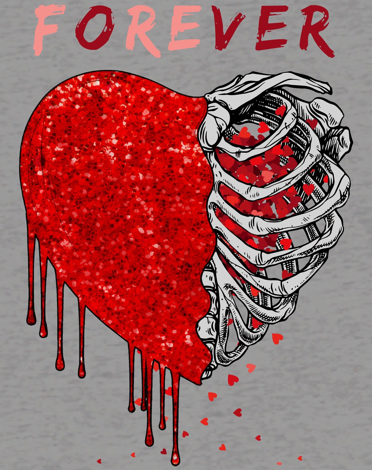 Valentine Graphic Bleeding Sparkle Heart Wild Love Forever Men's T-shirt