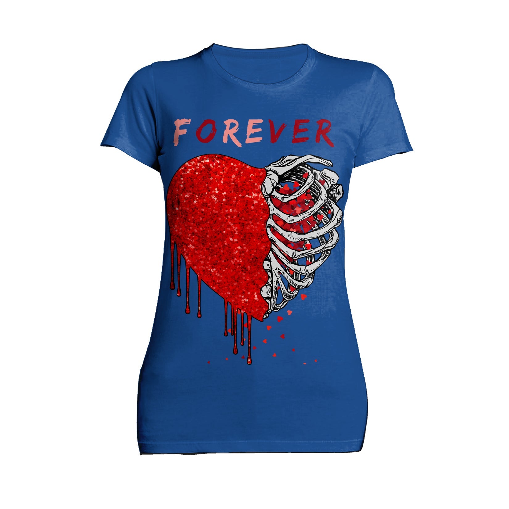 Valentine Graphic Bleeding Sparkle Heart Wild Love Forever Women's T-shirt