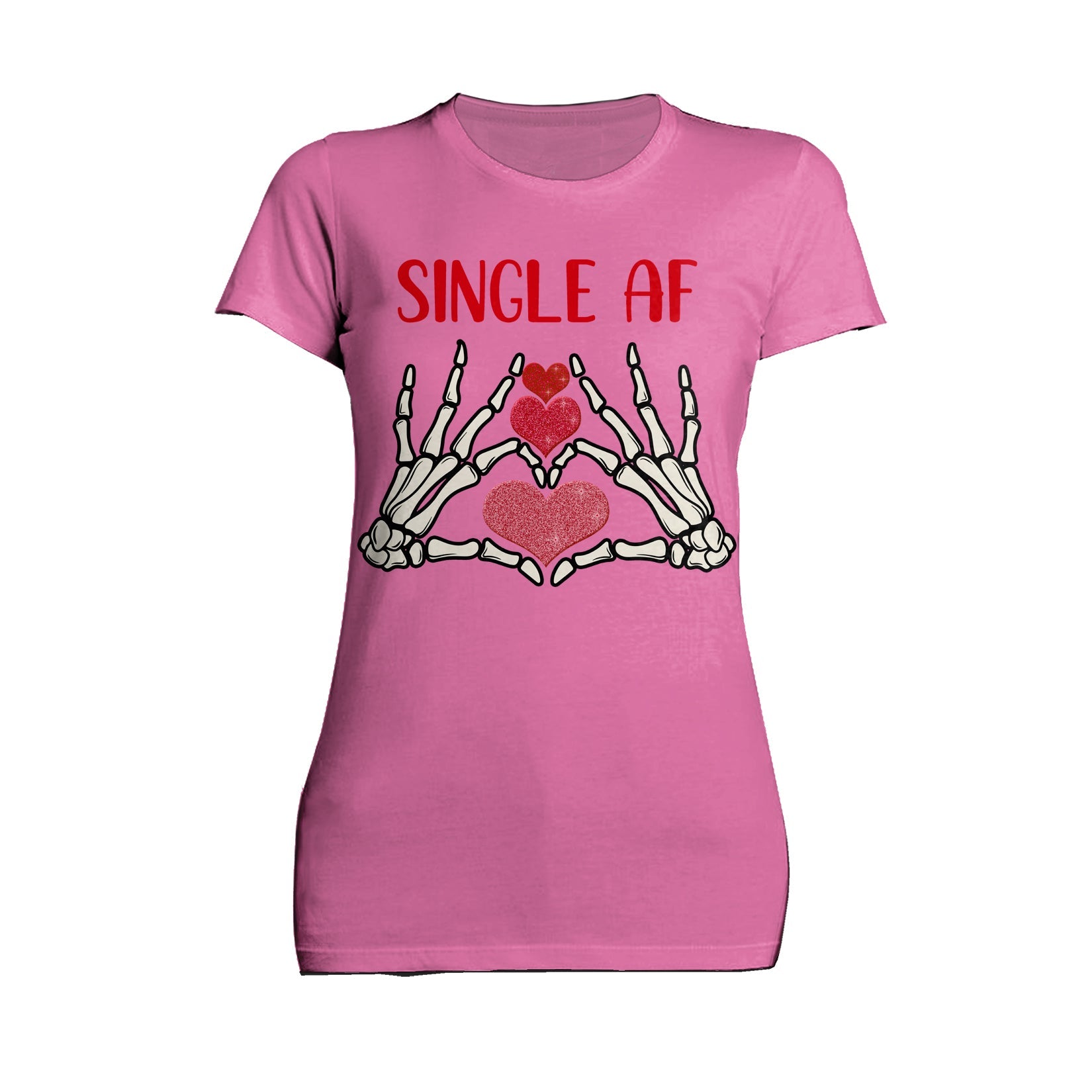 Valentine Graphic Love Rebels Single AF Skeleton Heart Dark Women's T-shirt
