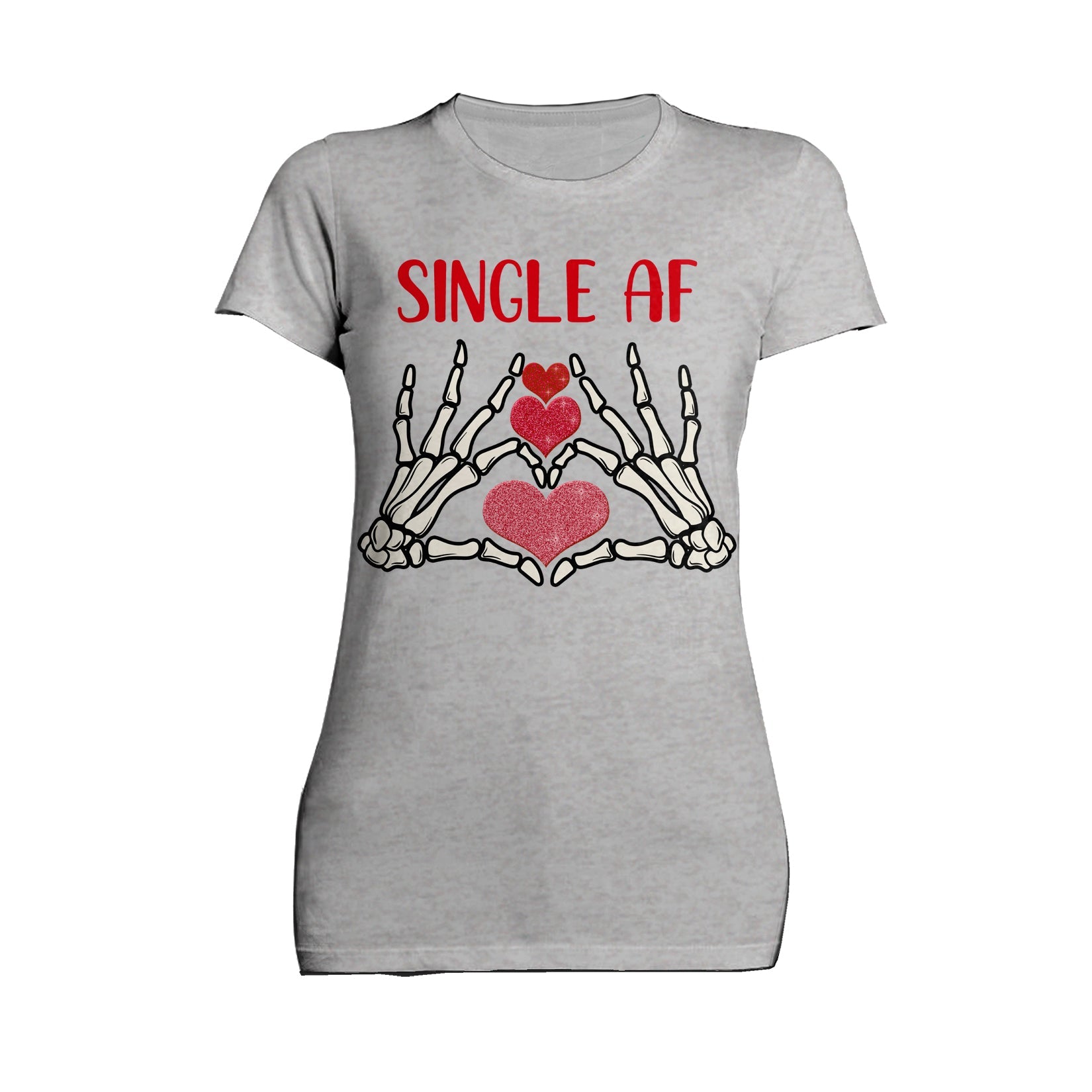 Valentine Graphic Love Rebels Single AF Skeleton Heart Dark Women's T-shirt