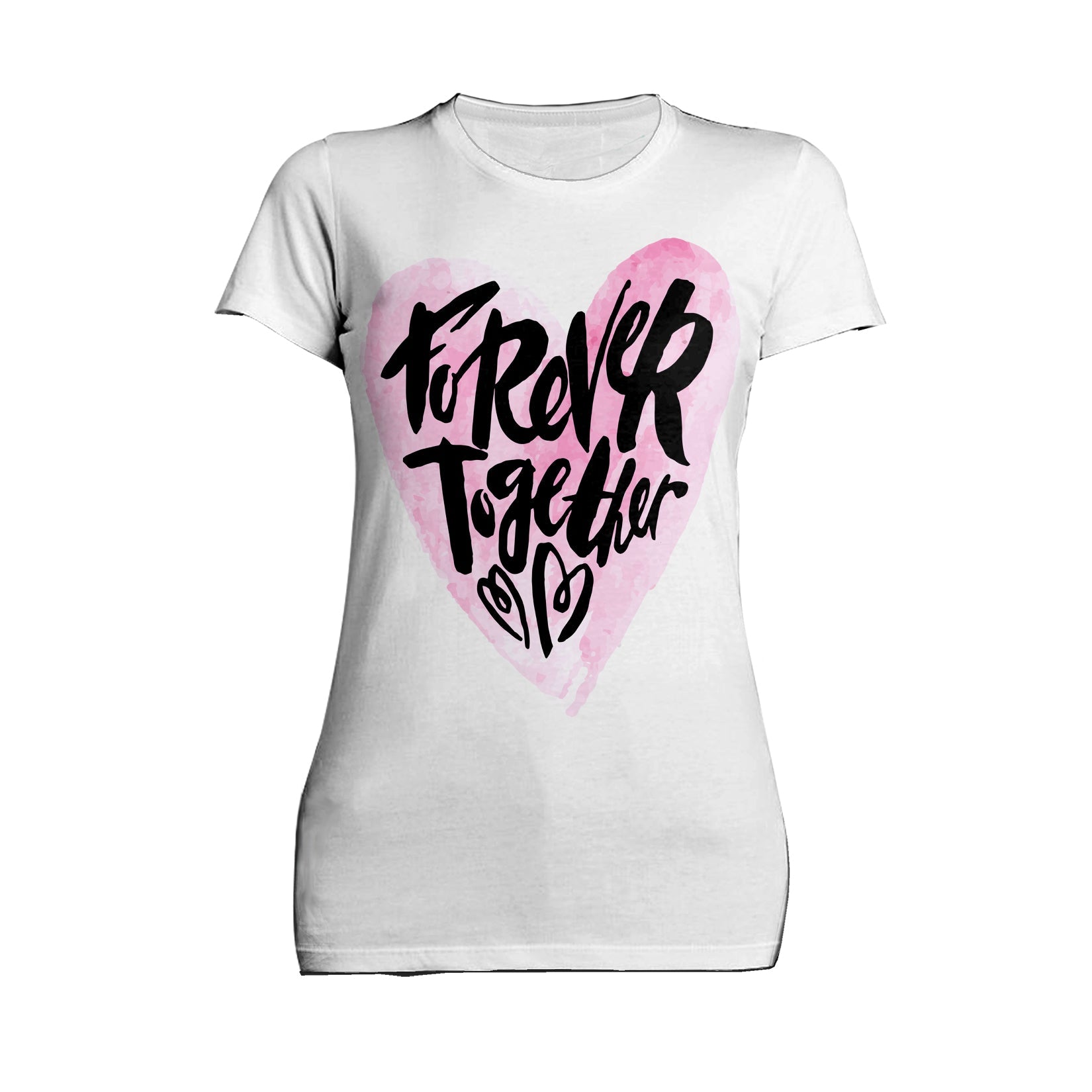 Valentine Graphic Romantic Forever Together Watercolour Heart Women's T-shirt