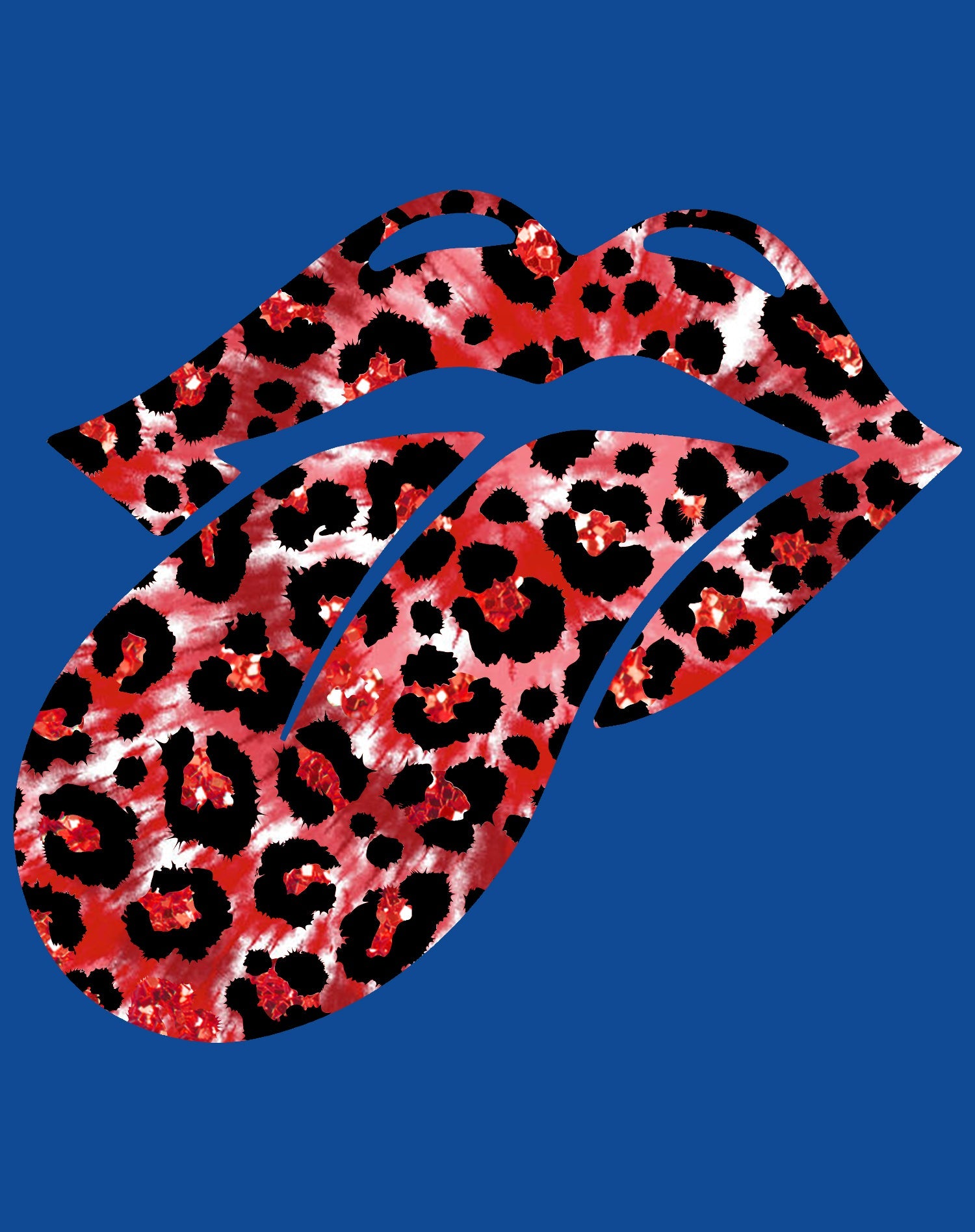Valentine Retro Leopard Kiss & Rock 'n' Roll Playful Tongue Women's T-shirt