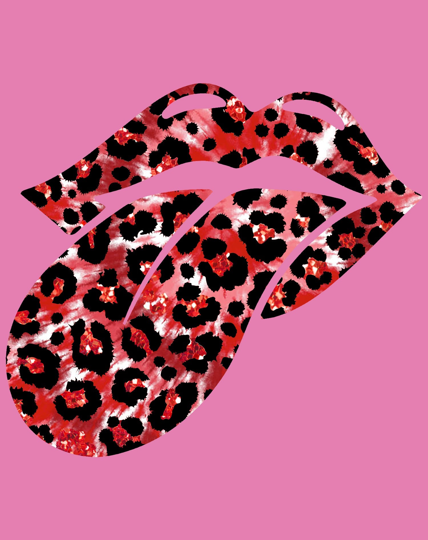 Valentine Retro Leopard Kiss & Rock 'n' Roll Playful Tongue Women's T-shirt