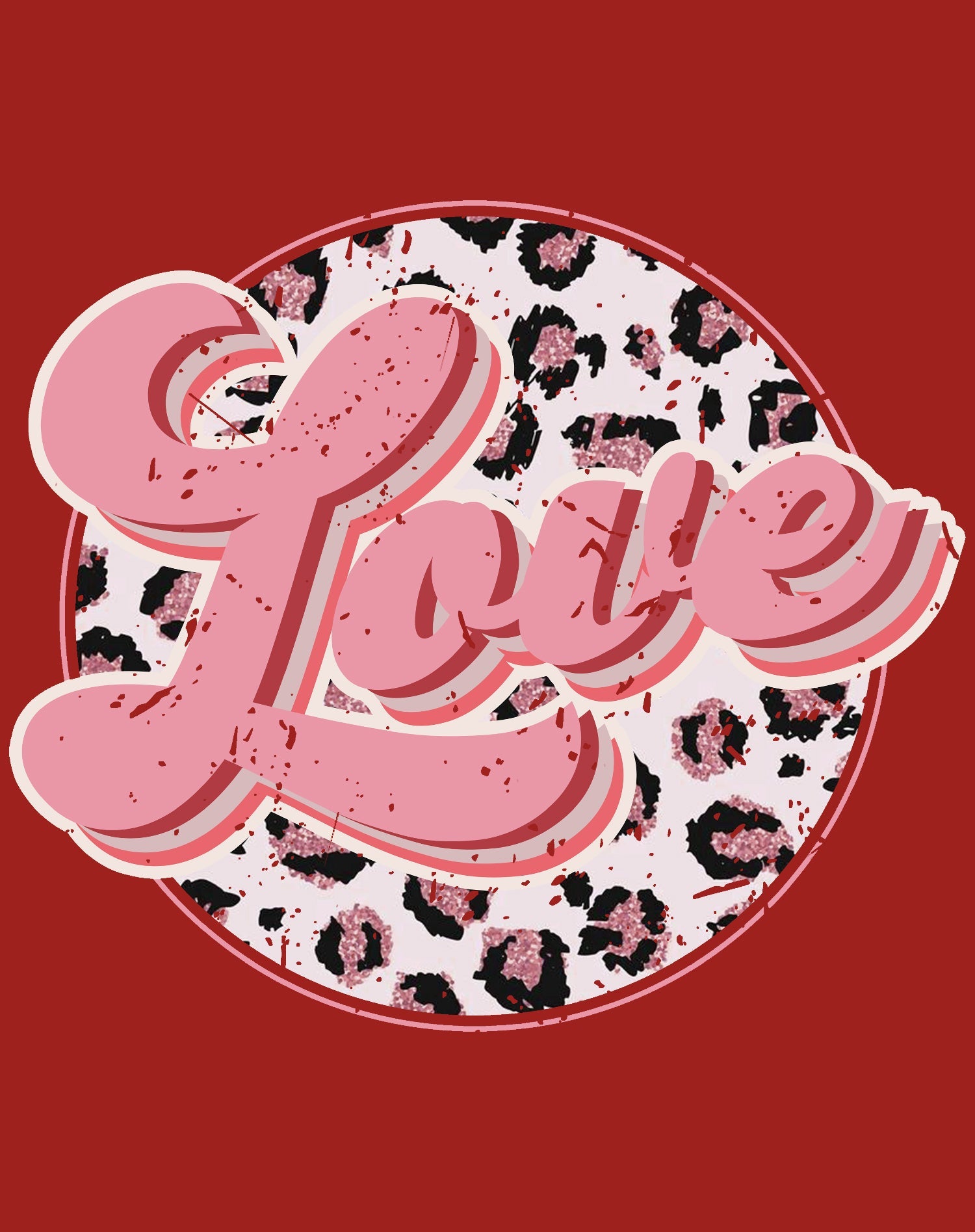 Valentine Retro Leopard Print Chic 70's Record Love Women's T-shirt