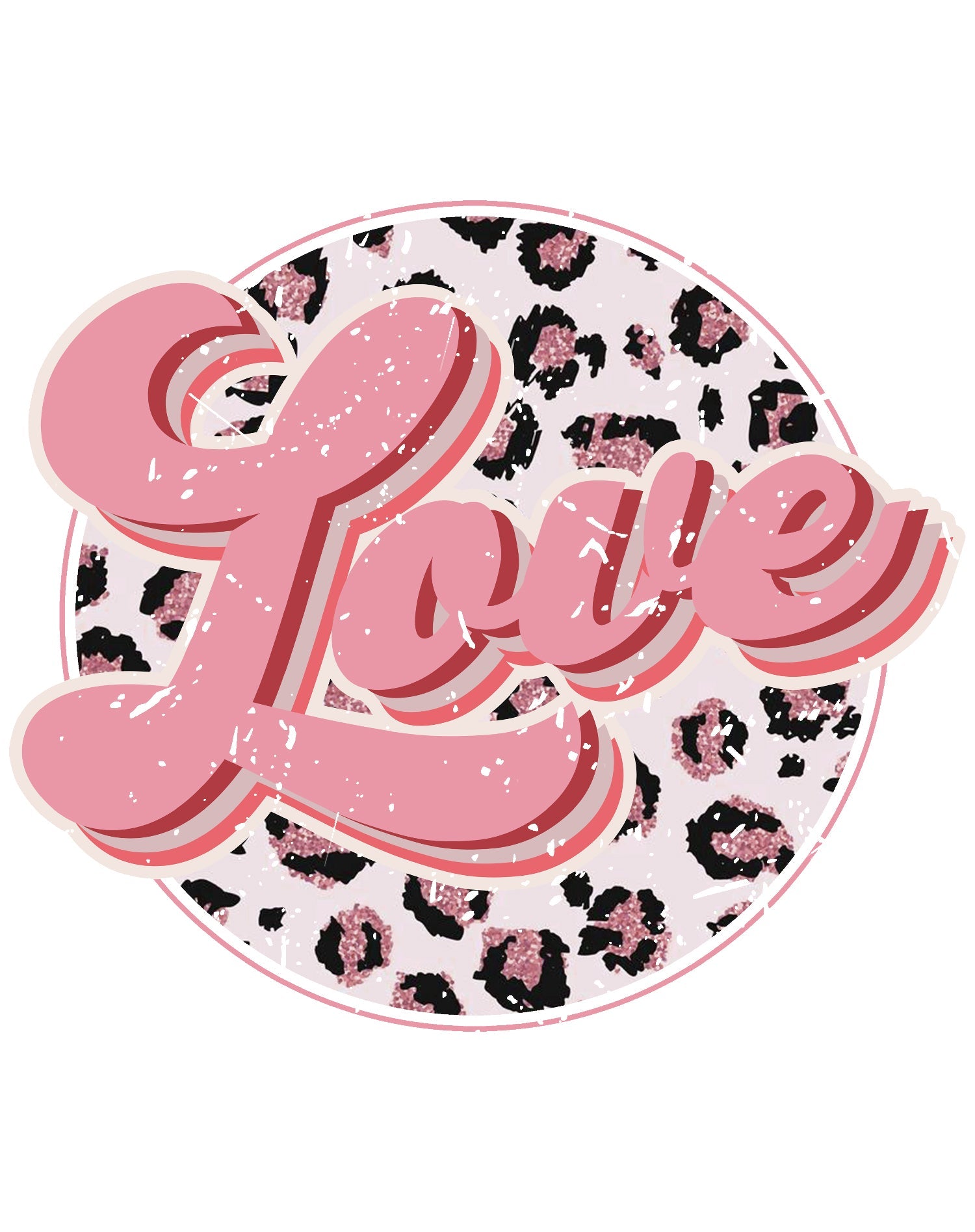 Valentine Retro Leopard Print Chic 70's Record Love Women's T-shirt