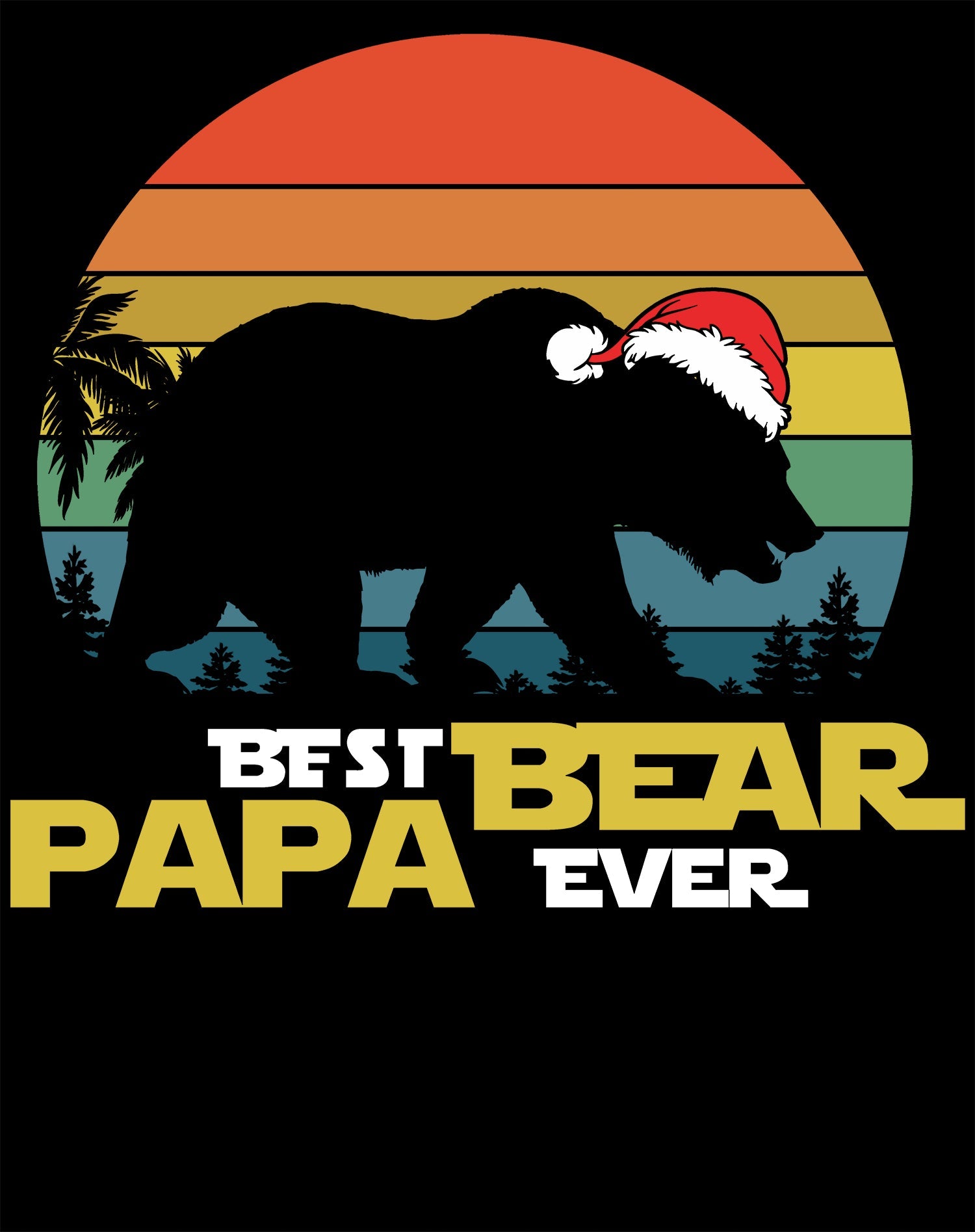 Christmas Best Papa Bear Ever Dad Father Vintage Xmas Family Men's T-Shirt