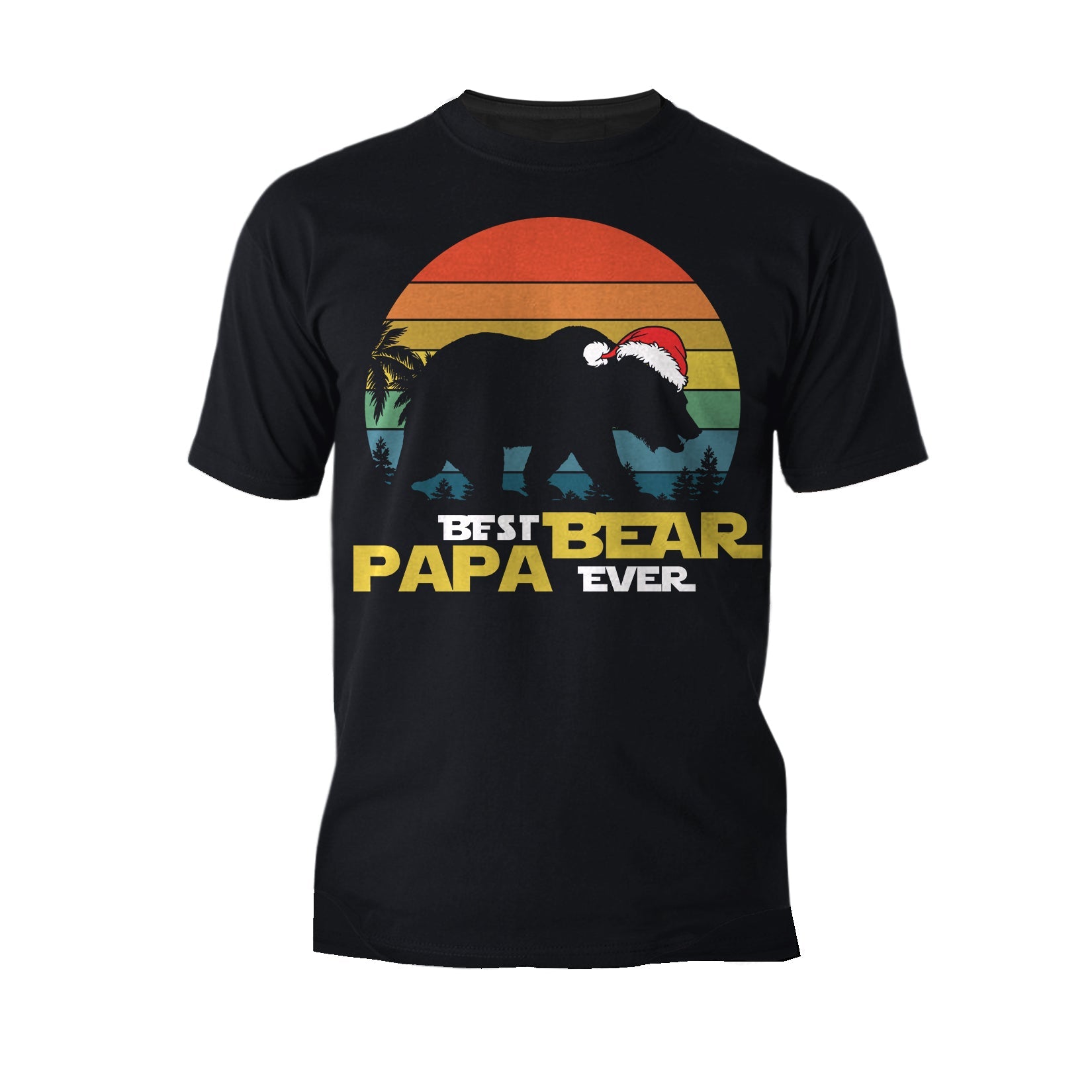 Christmas Best Papa Bear Ever Dad Father Vintage Xmas Family Men's T-Shirt