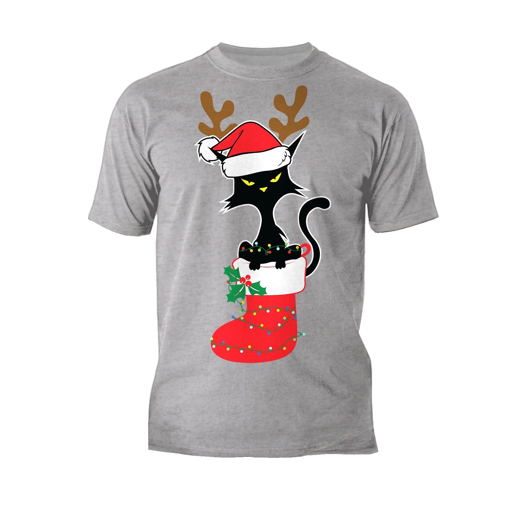 Christmas Cat Lover Santa Hat Stocking Vintage Fun Sweet Lol Men's T-Shirt