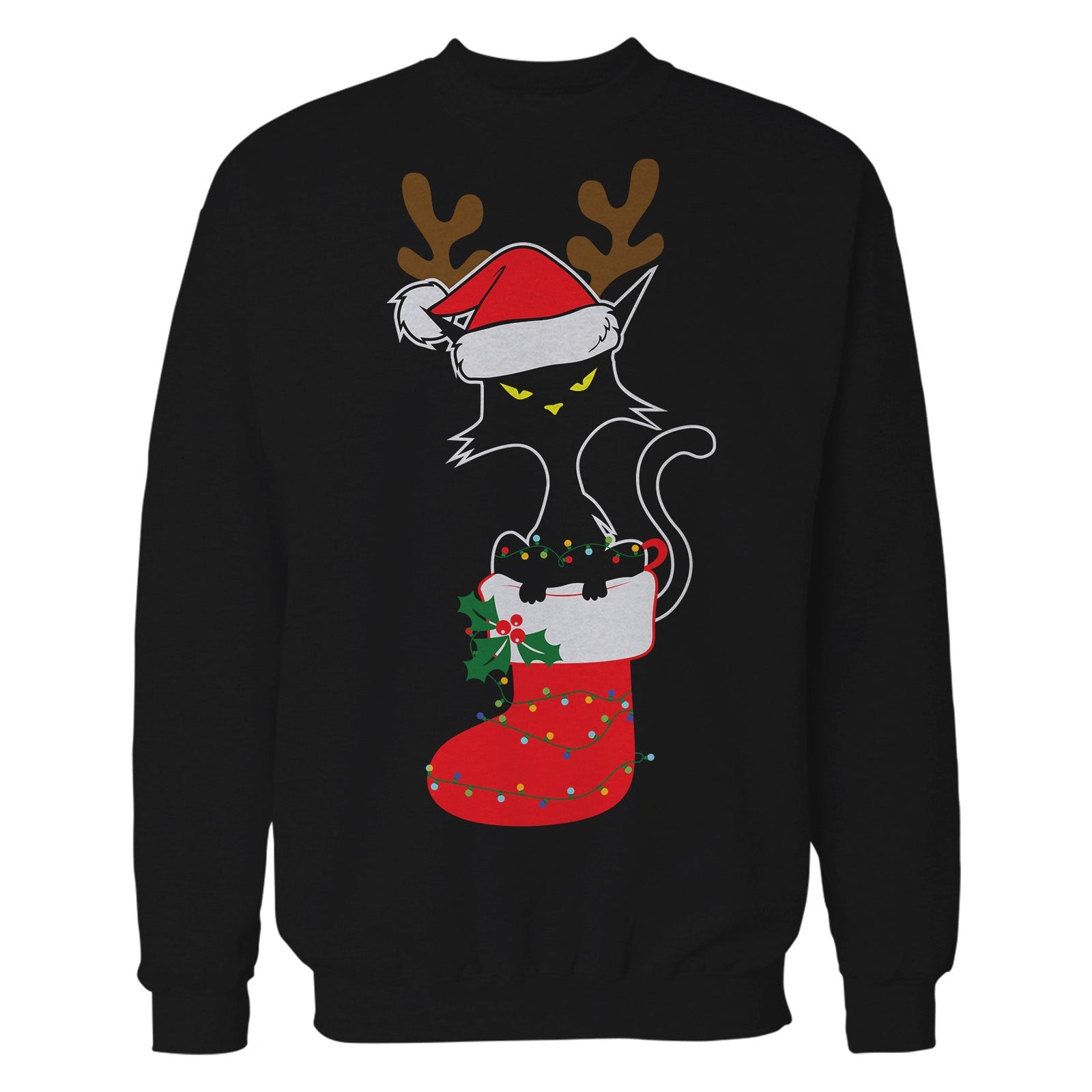 Christmas Cat Lover Santa Hat Stocking Vintage Fun Sweet Lol Unisex Sweatshirt