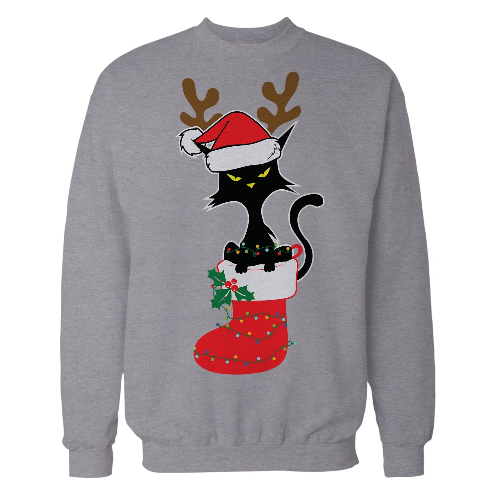 Christmas Cat Lover Santa Hat Stocking Vintage Fun Sweet Lol Unisex Sweatshirt