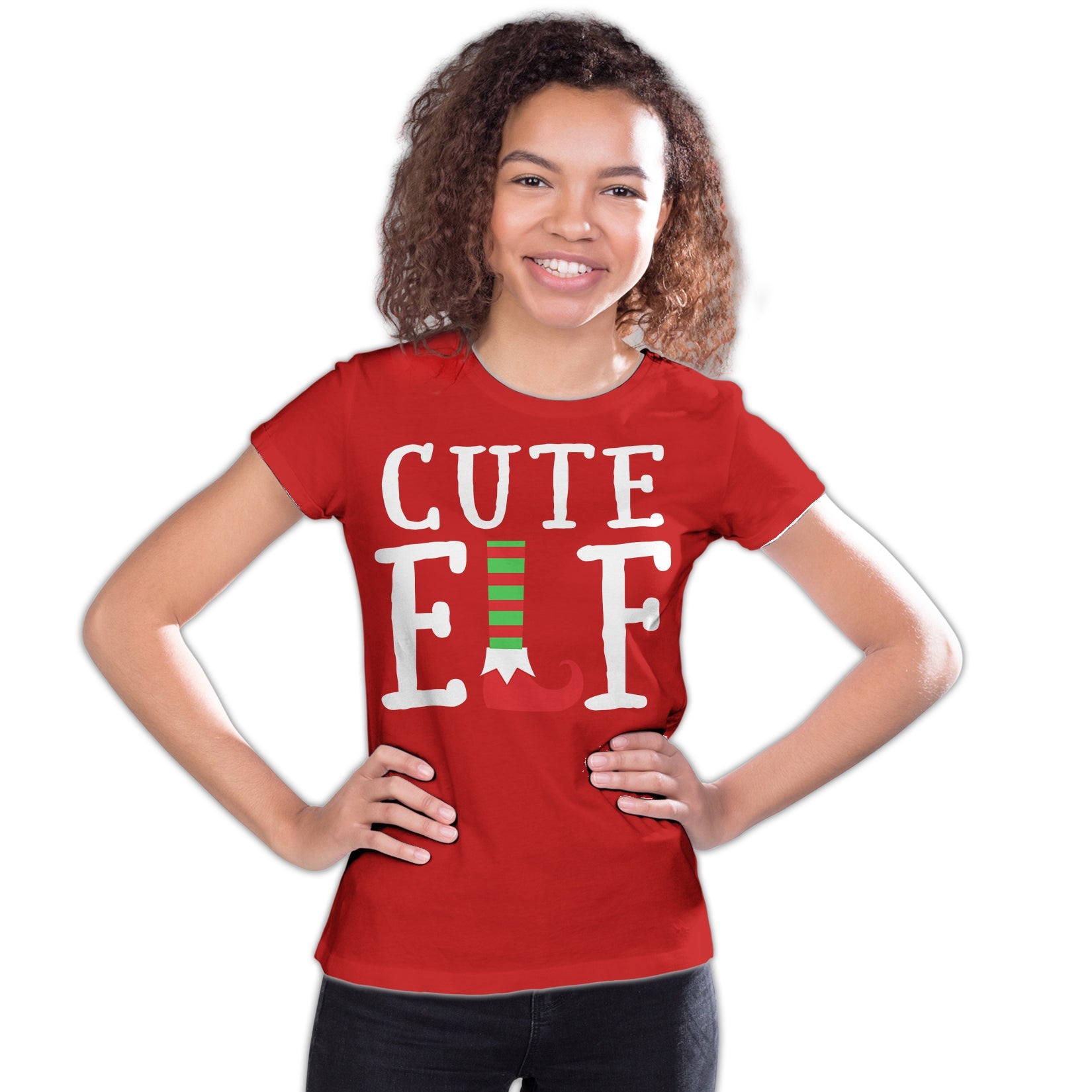 Christmas Elf Squad Cute Shoes Meme Funny Matching Family Youth T-Shirt