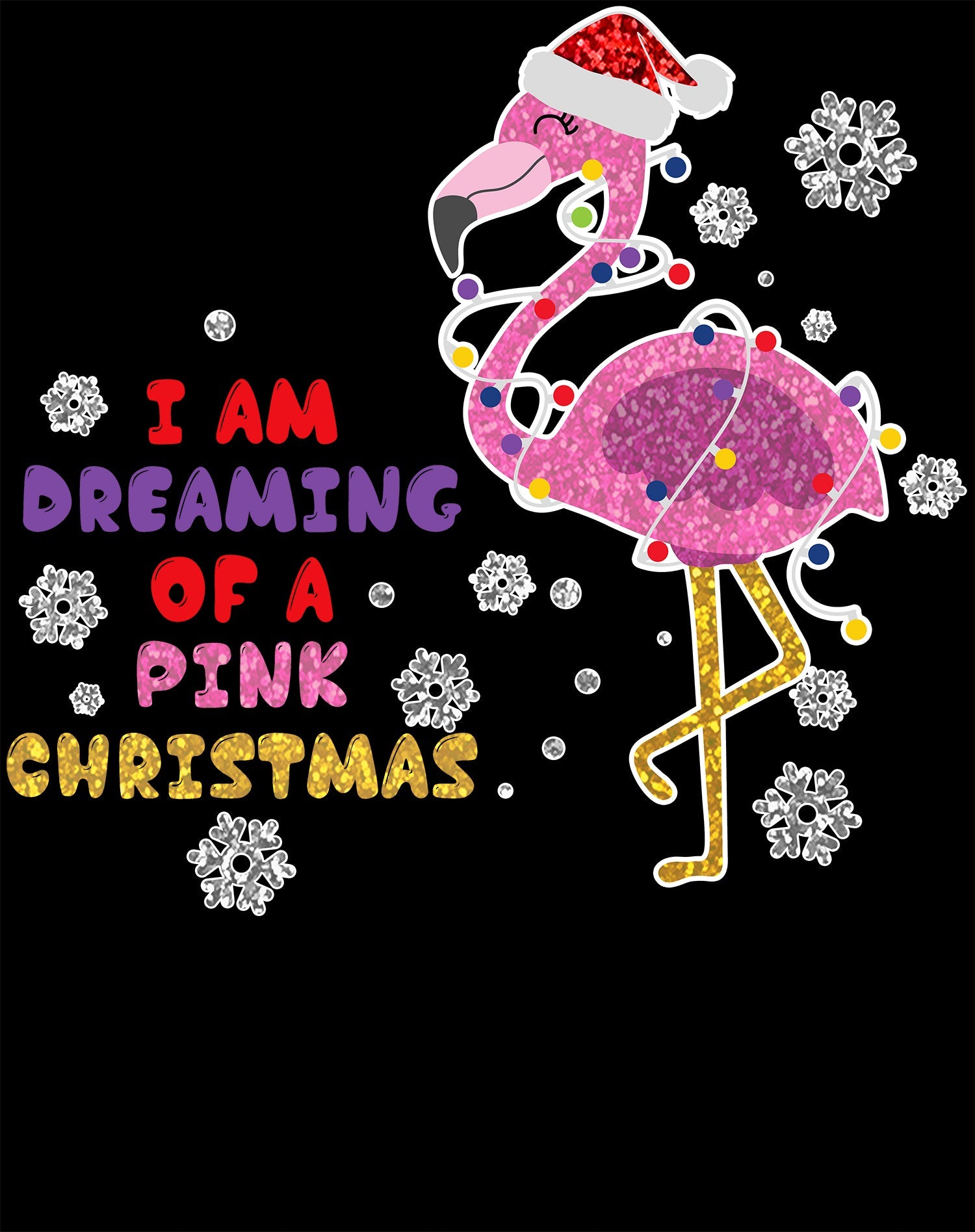 Christmas Flamingo Dreaming Pink Xmas Sparkle Family Cute Men's T-Shirt