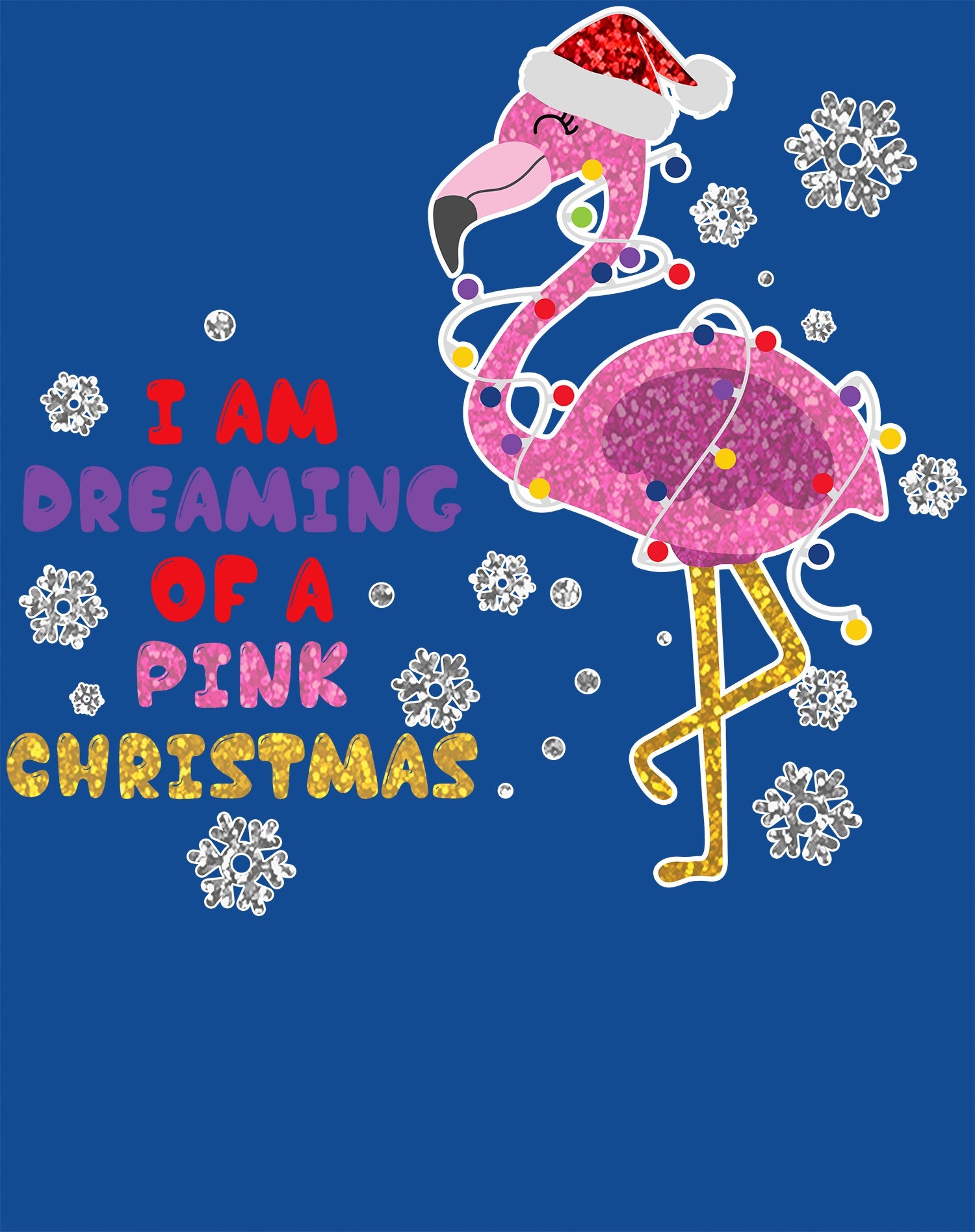 Christmas Flamingo Dreaming Pink Xmas Sparkle Family Cute Men's T-Shirt