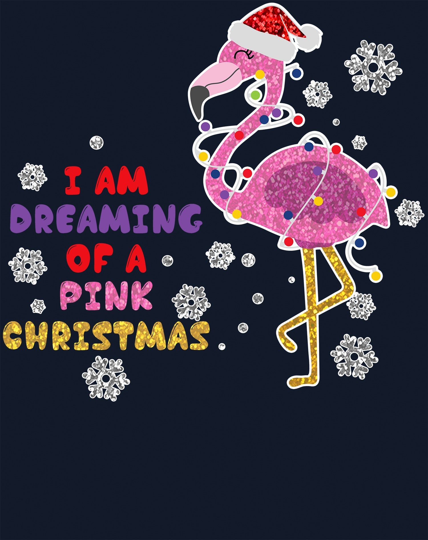 Christmas Flamingo Dreaming Pink Xmas Sparkle Family Cute Men's T-Shirt