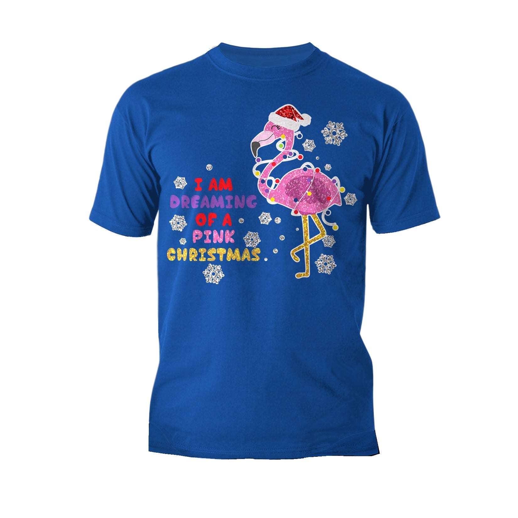 Christmas Flamingo Dreaming Pink Xmas Sparkle Family Cute Men's T-Shirt