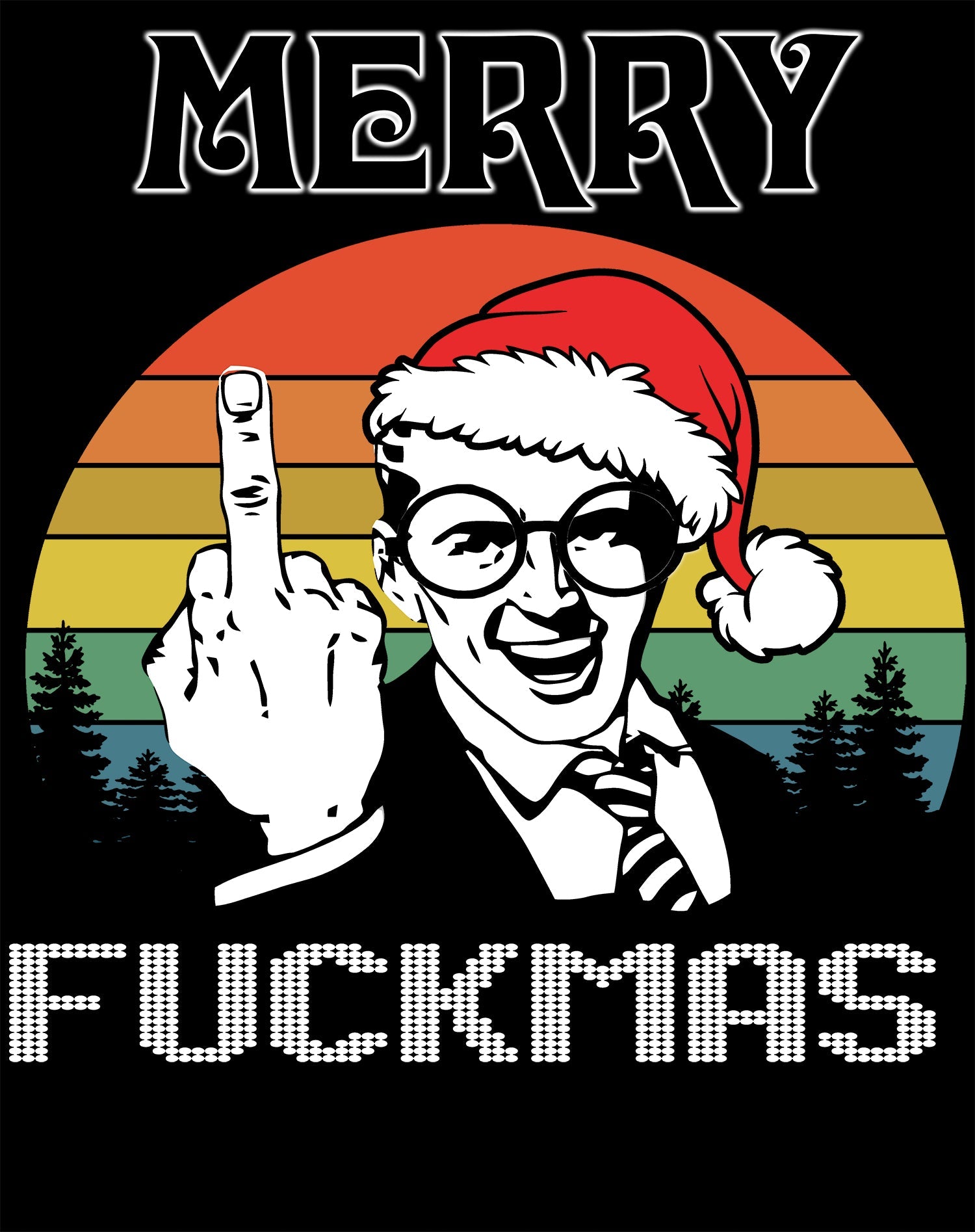 Christmas Merry Fuckmas Finger Anti Xmas Retro Meme Dad Joke Women's T-Shirt