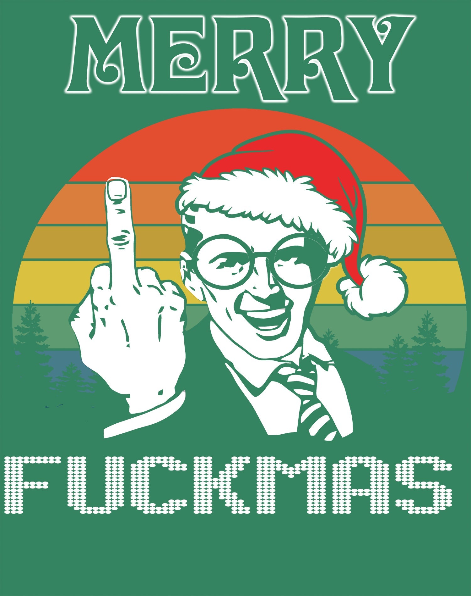 Christmas Merry Fuckmas Finger Anti Xmas Retro Meme Dad Joke Men's T-Shirt
