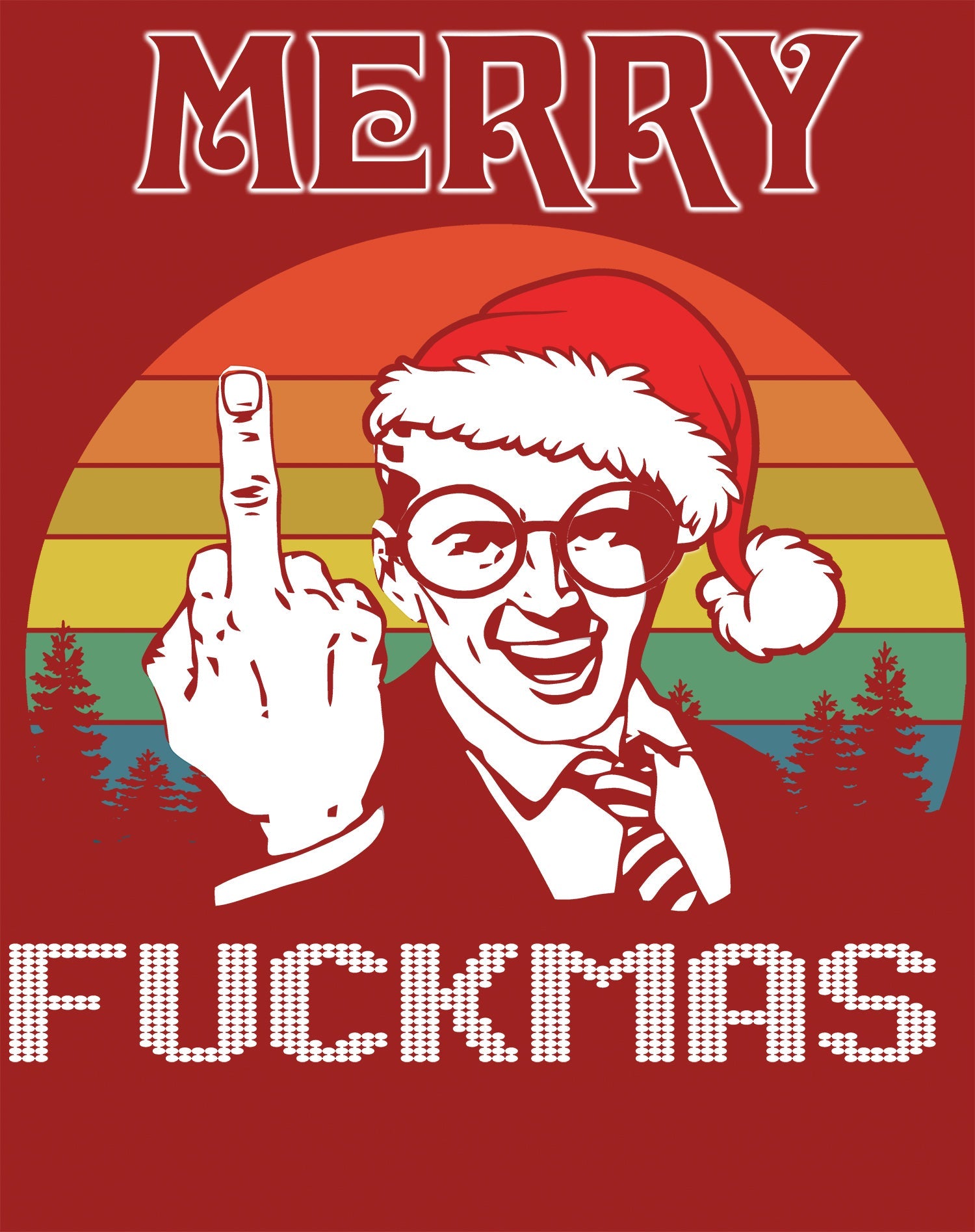 Christmas Merry Fuckmas Finger Anti Xmas Retro Meme Dad Joke Men's T-Shirt