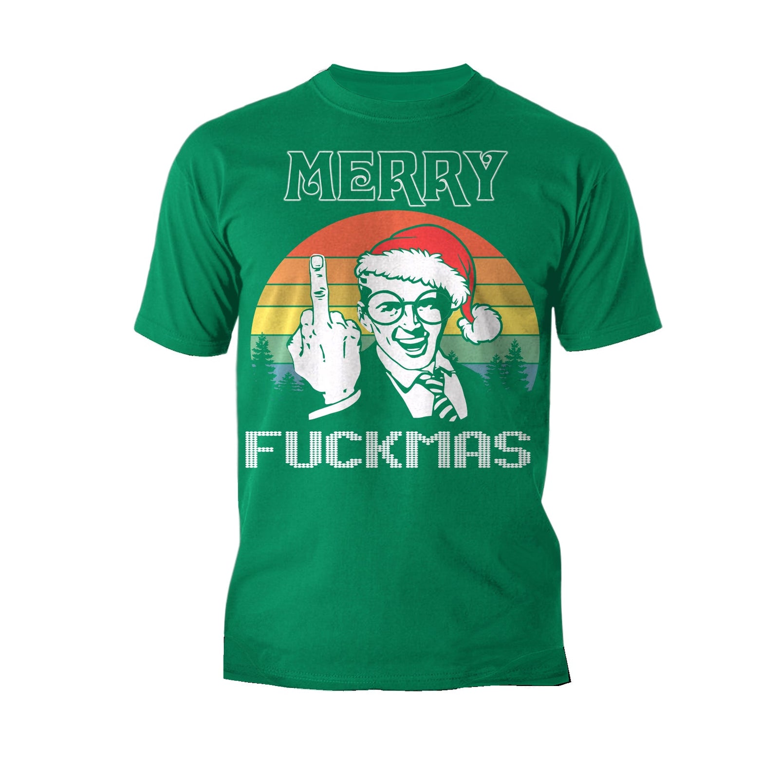 Christmas Merry Fuckmas Finger Anti Xmas Retro Meme Dad Joke Men's T-Shirt