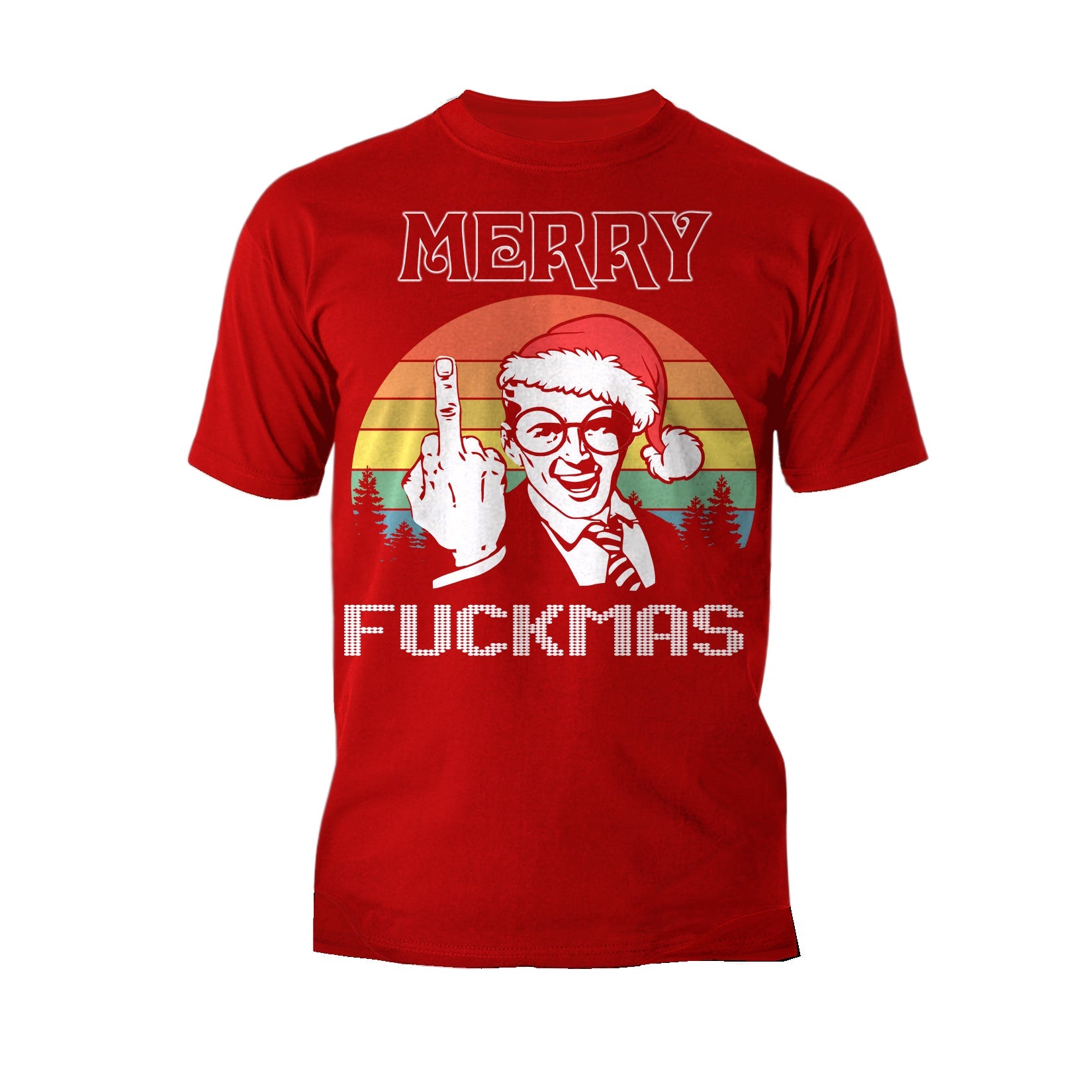 Christmas Merry Fuckmas Finger Anti Xmas Retro Meme Dad Joke Men's T-Shirt