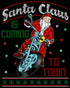 Christmas Santa Claus Is Coming To Town Xmas Sparkle Biker Women's T-Shirt