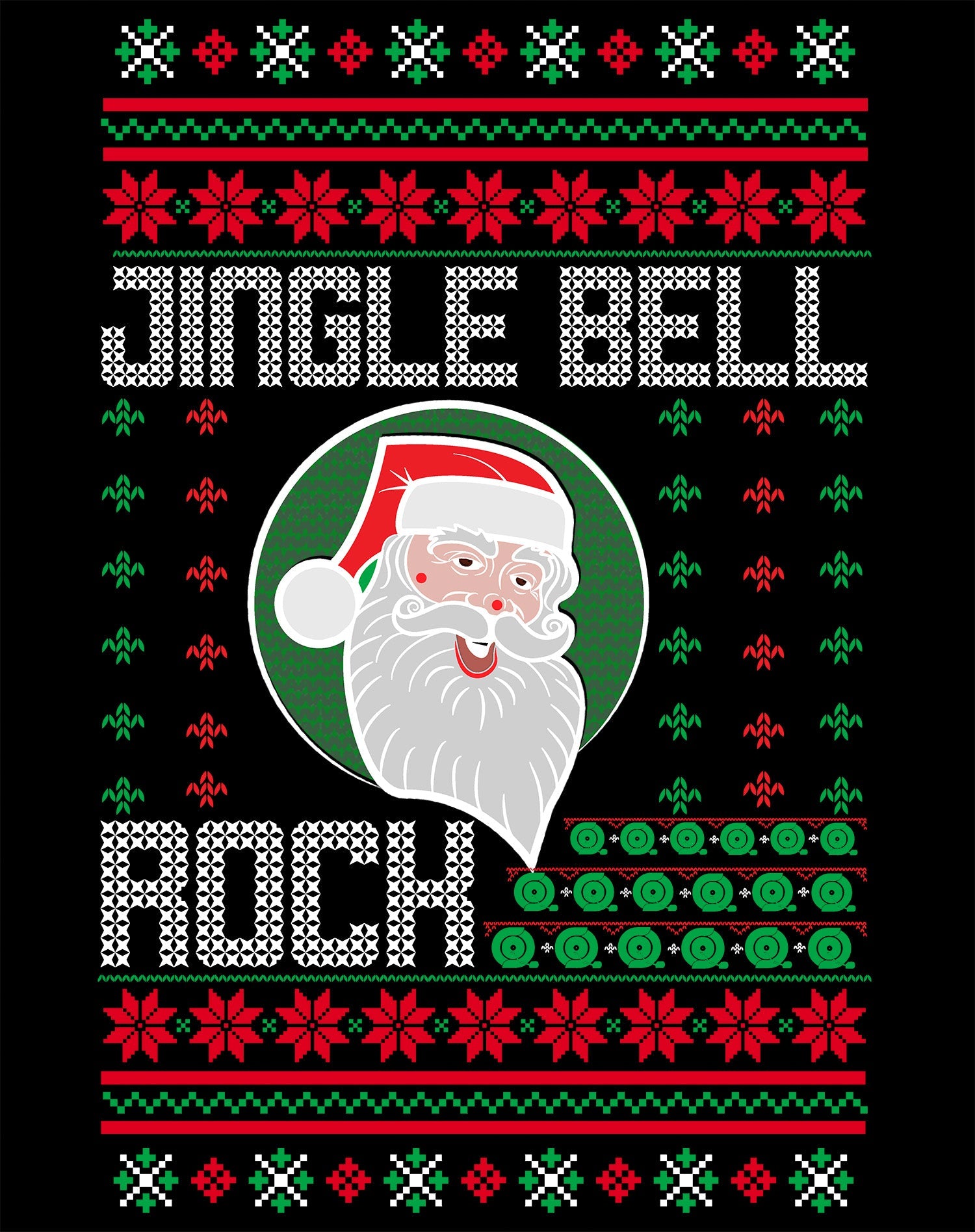 Christmas Santa Claus Jingle Bells Rock Fun Ugly Xmas Lol Men's T-Shirt