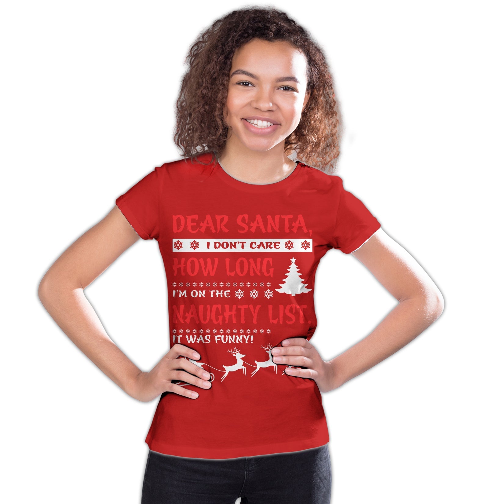 Christmas Santa Naughty List Cute Funny Gag Xmas Day Joke Youth T-Shirt
