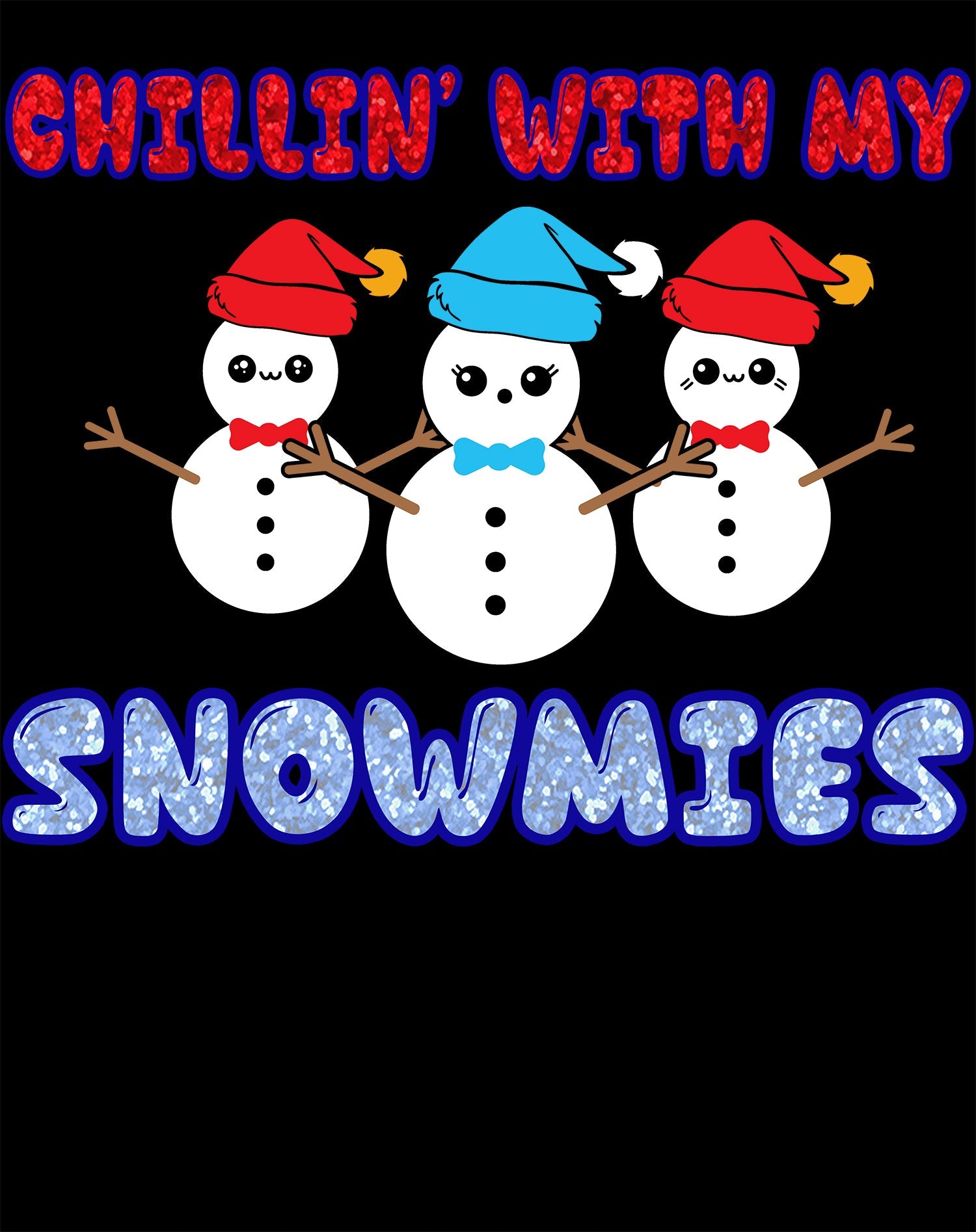 Christmas Snowmen Chillin Snowmies Cute Joke Xmas Sparkle Men's T-Shirt
