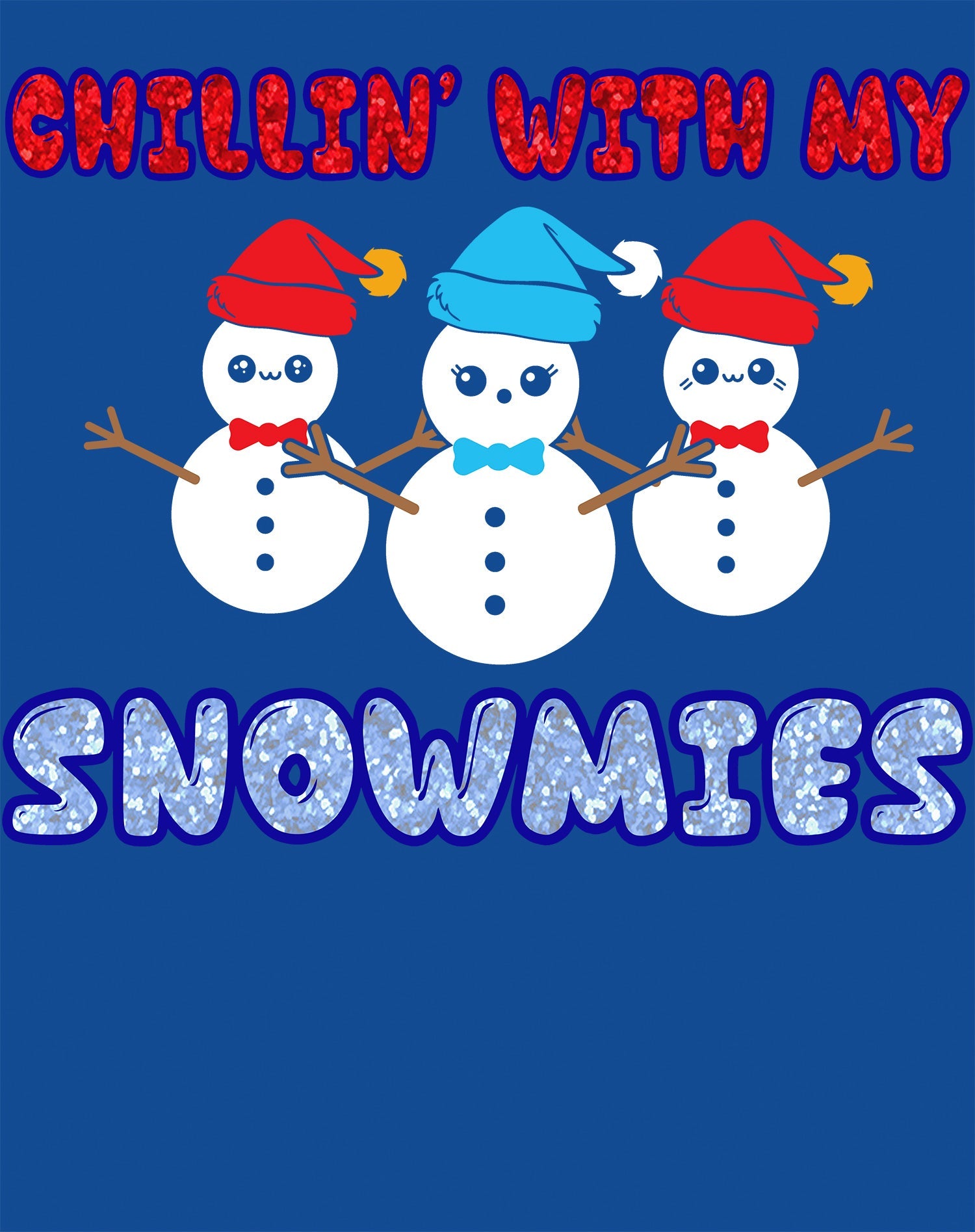Christmas Snowmen Chillin Snowmies Cute Joke Xmas Sparkle Men's T-Shirt