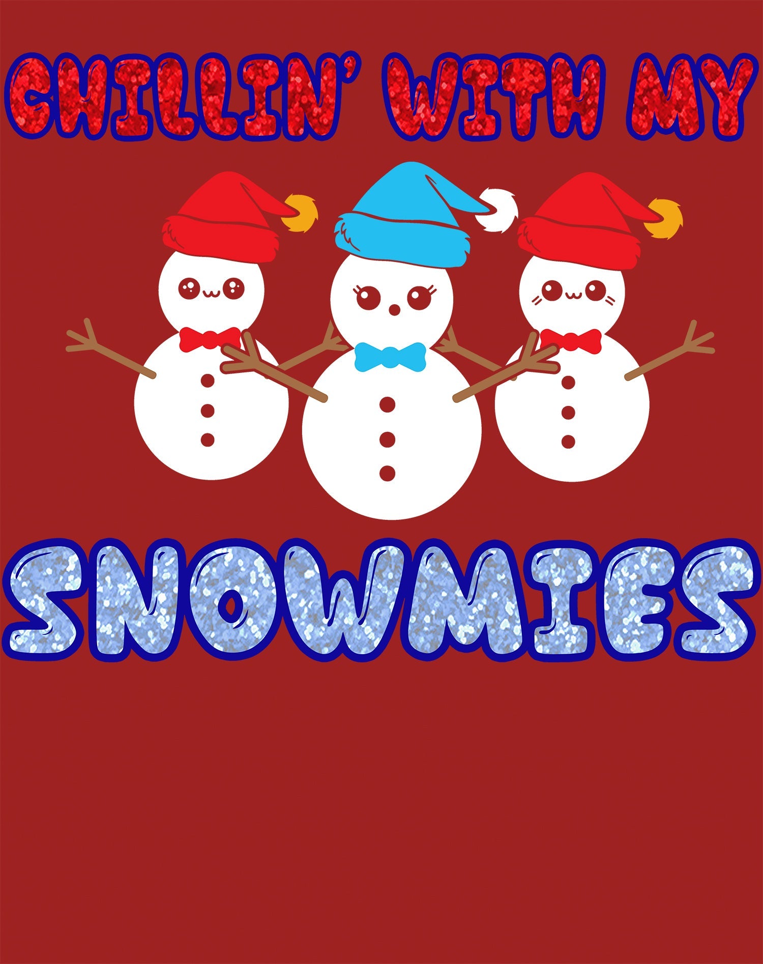 Christmas Snowmen Chillin Snowmies Cute Joke Xmas Sparkle Men's T-Shirt