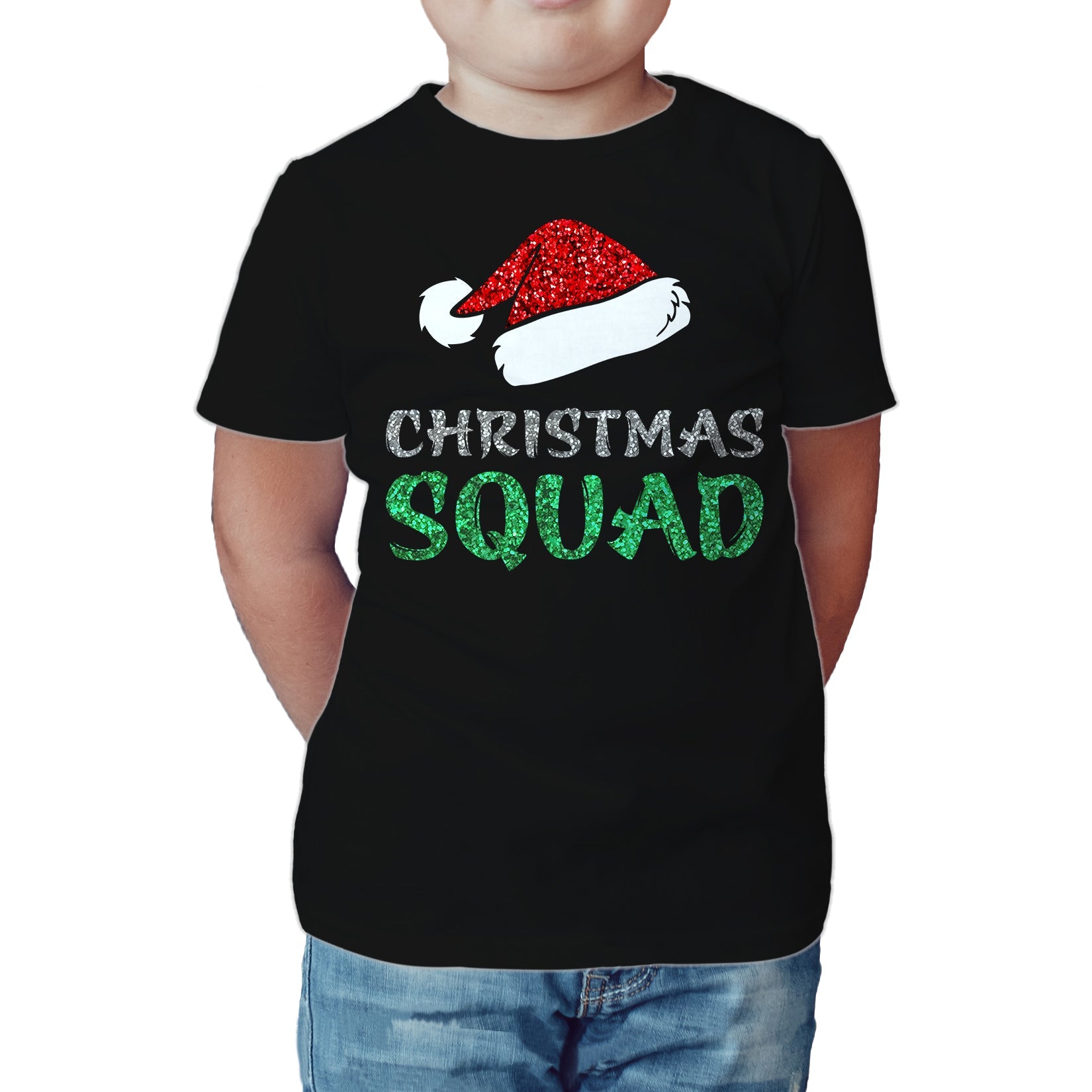Christmas Squad Santa Hat Cute Xmas Sparkle Matching Family Kid's T-Shirt