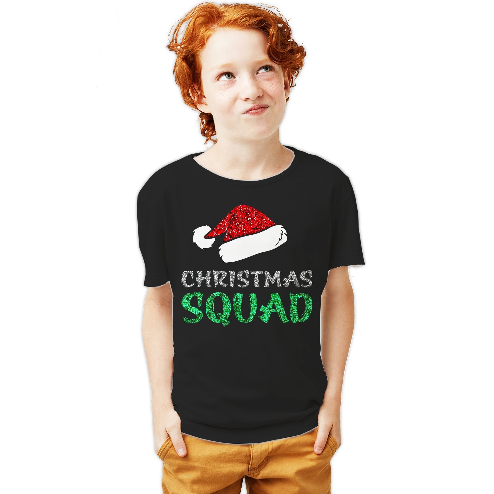 Christmas Squad Santa Hat Cute Xmas Sparkle Matching Family Youth T-Shirt