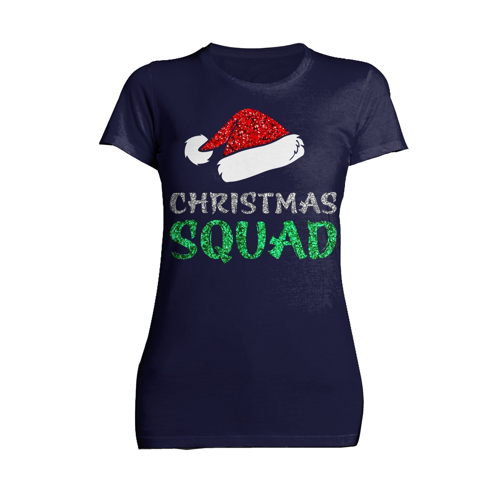 Christmas Squad Santa Hat Cute Xmas Sparkle Matching Family Women's T-Shirt