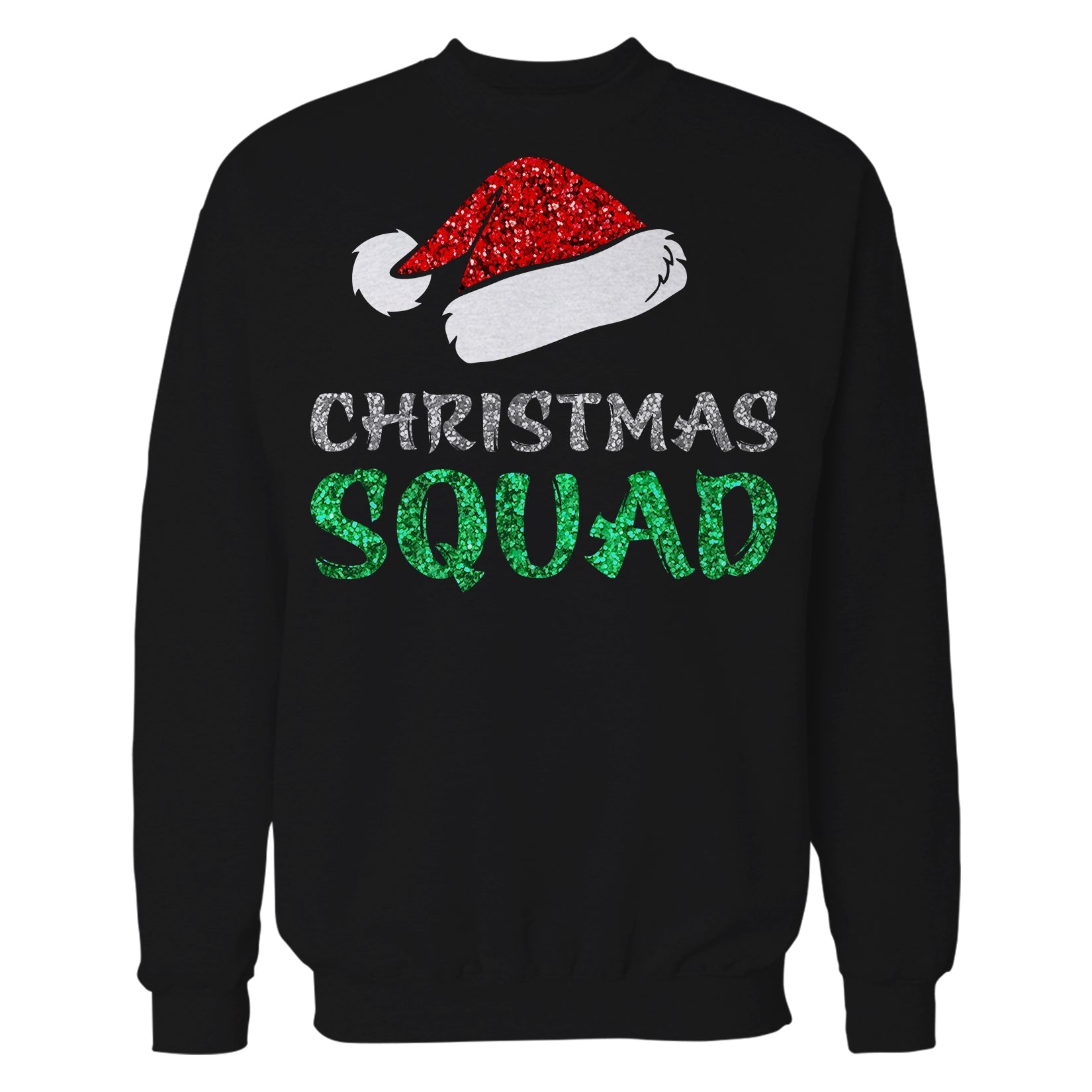 Christmas Squad Santa Hat Cute Xmas Sparkle Matching Family Unisex Sweatshirt