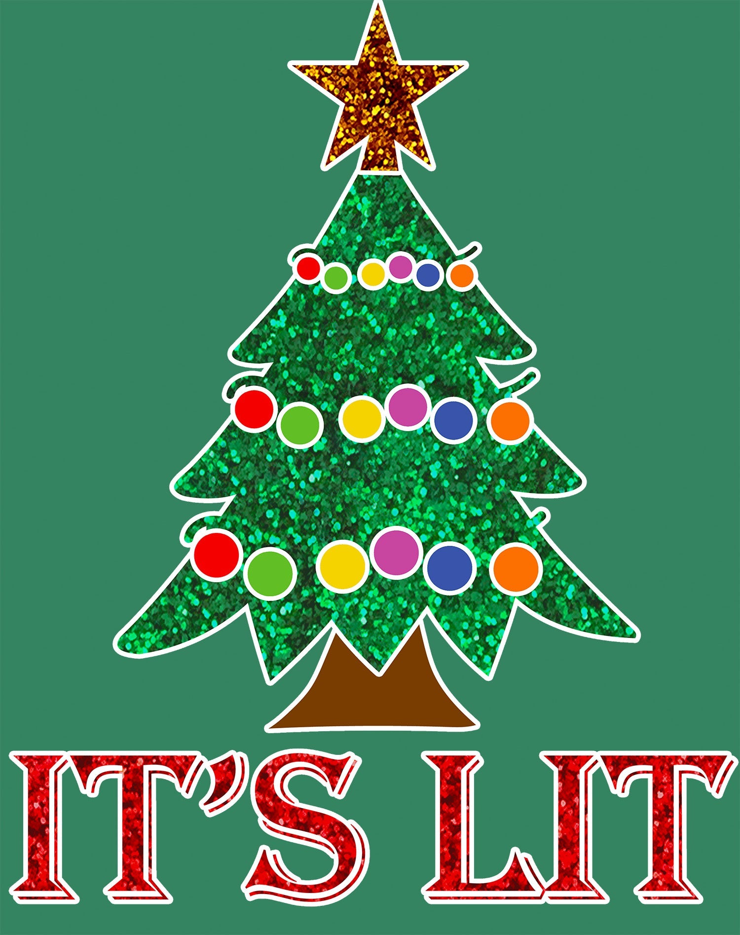 Christmas Tree Its Lit Meme Xmas Sparkle Star Fun Cute Cool Women's T-Shirt