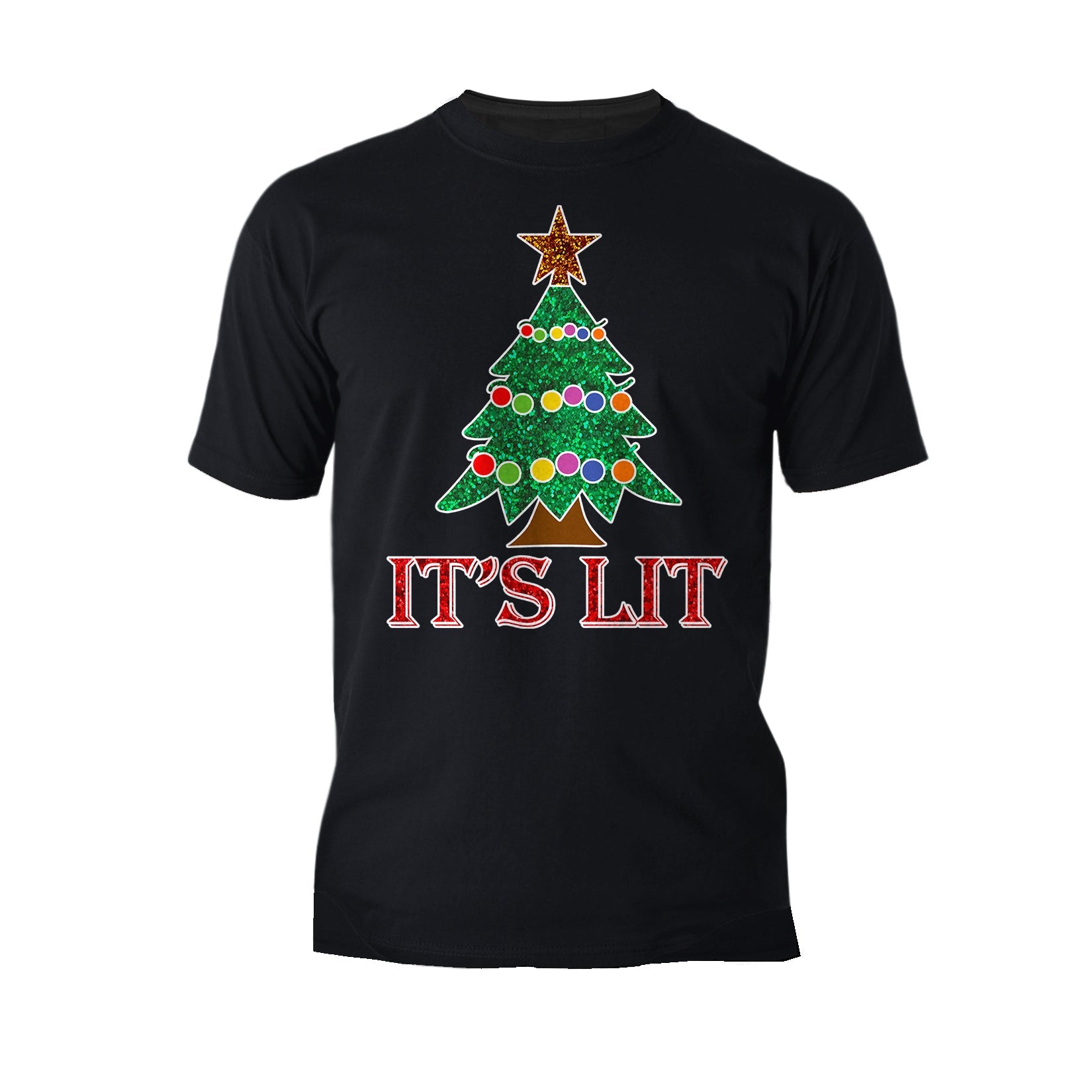 Christmas Tree Its Lit Meme Xmas Sparkle Star Fun Cute Cool Men's T-Shirt