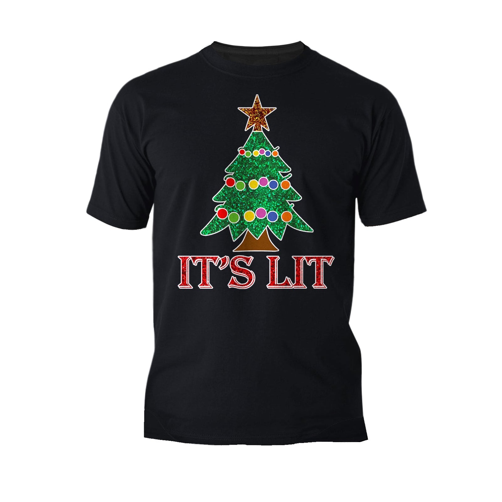 Christmas Tree Its Lit Meme Xmas Sparkle Star Fun Cute Cool Men's T-Shirt
