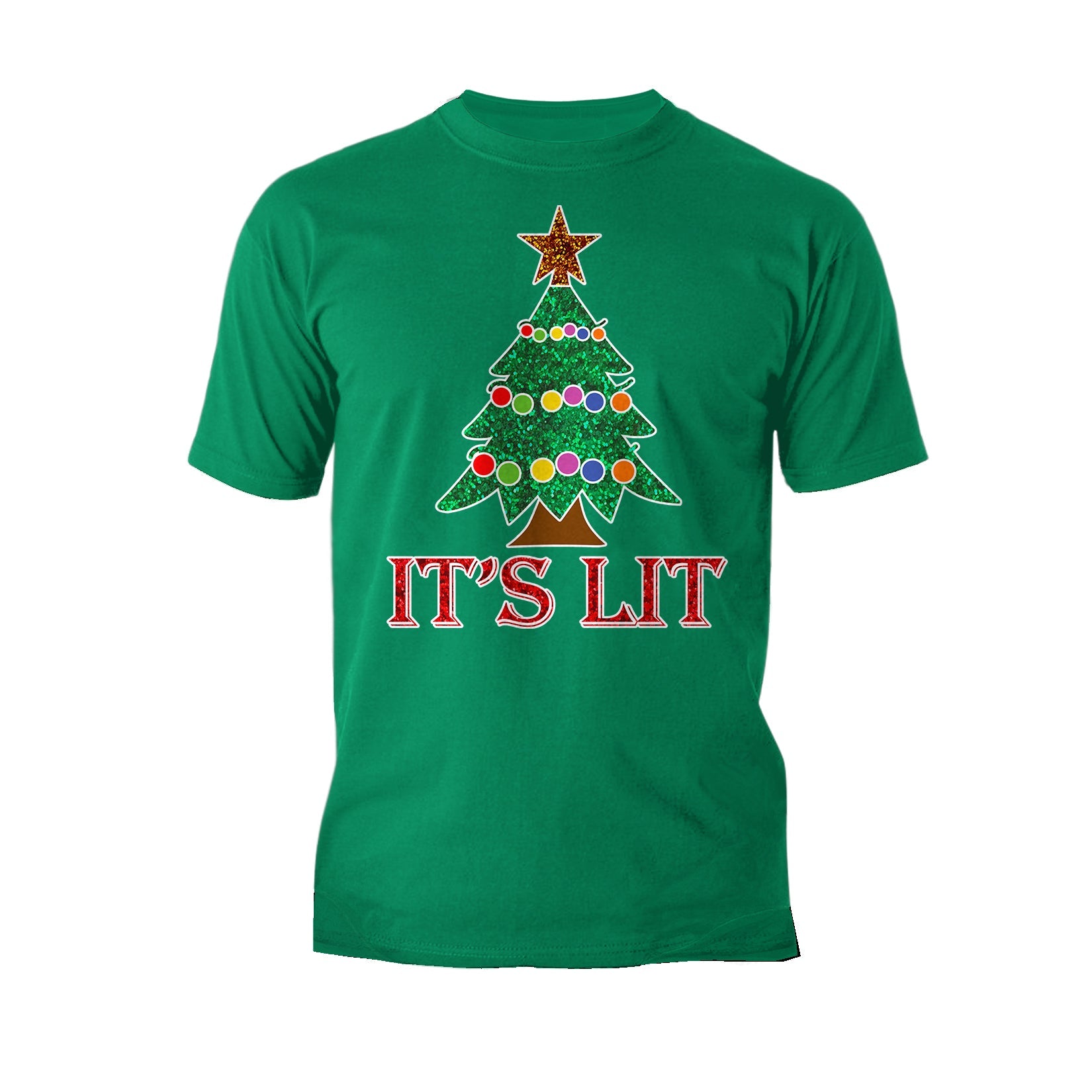 Christmas Tree Its Lit Meme Xmas Sparkle Star Fun Cute Cool Men's T-Shirt