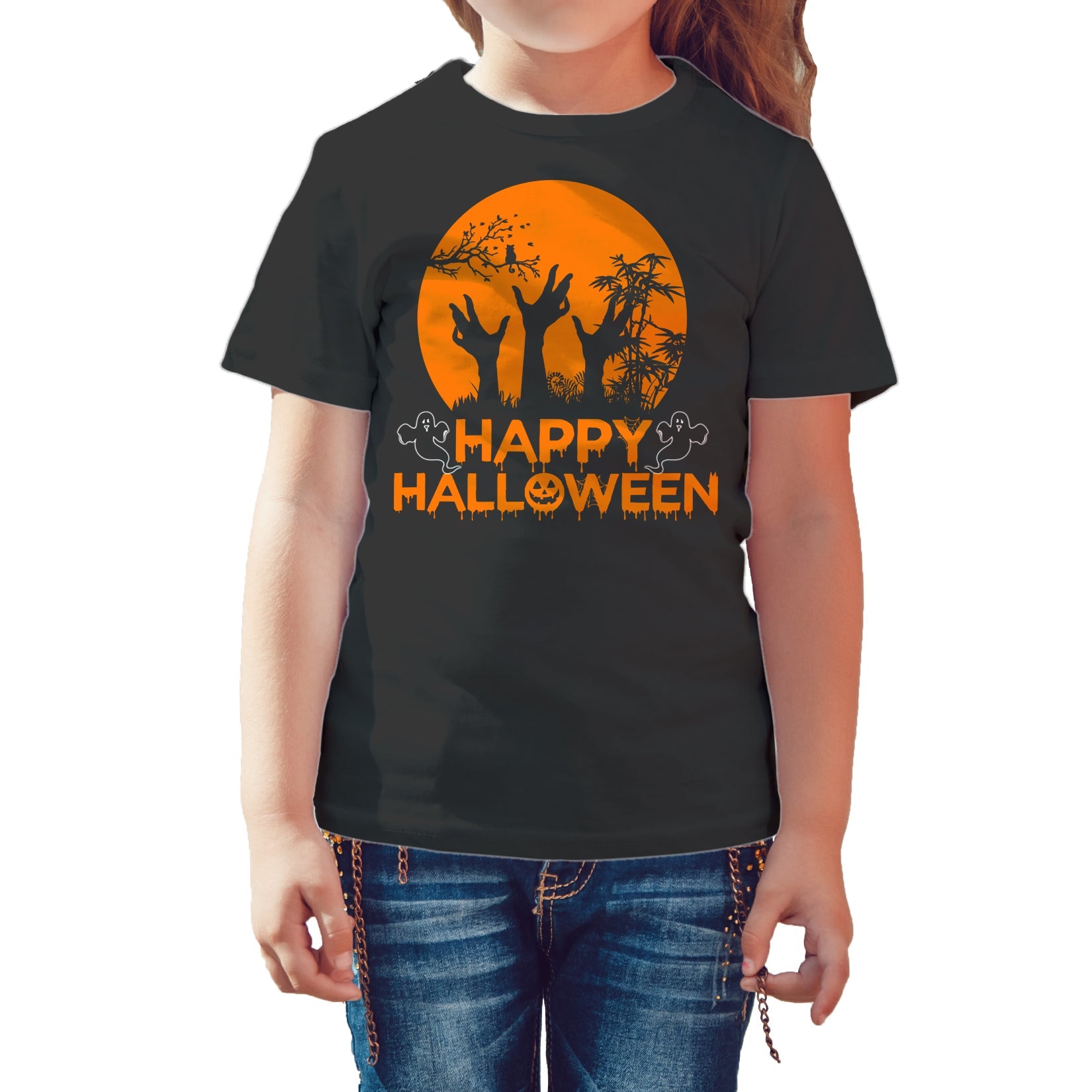 Halloween Cute Happy Pumpkin Ghost Meme Zombie Cat Cool Official Kid's T-shirt
