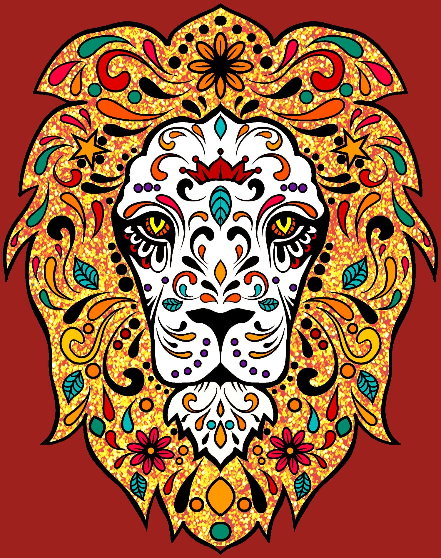 Halloween Day Of The Dead Calavera Lion Sugar Skull Bling Official Women's T-shirt
