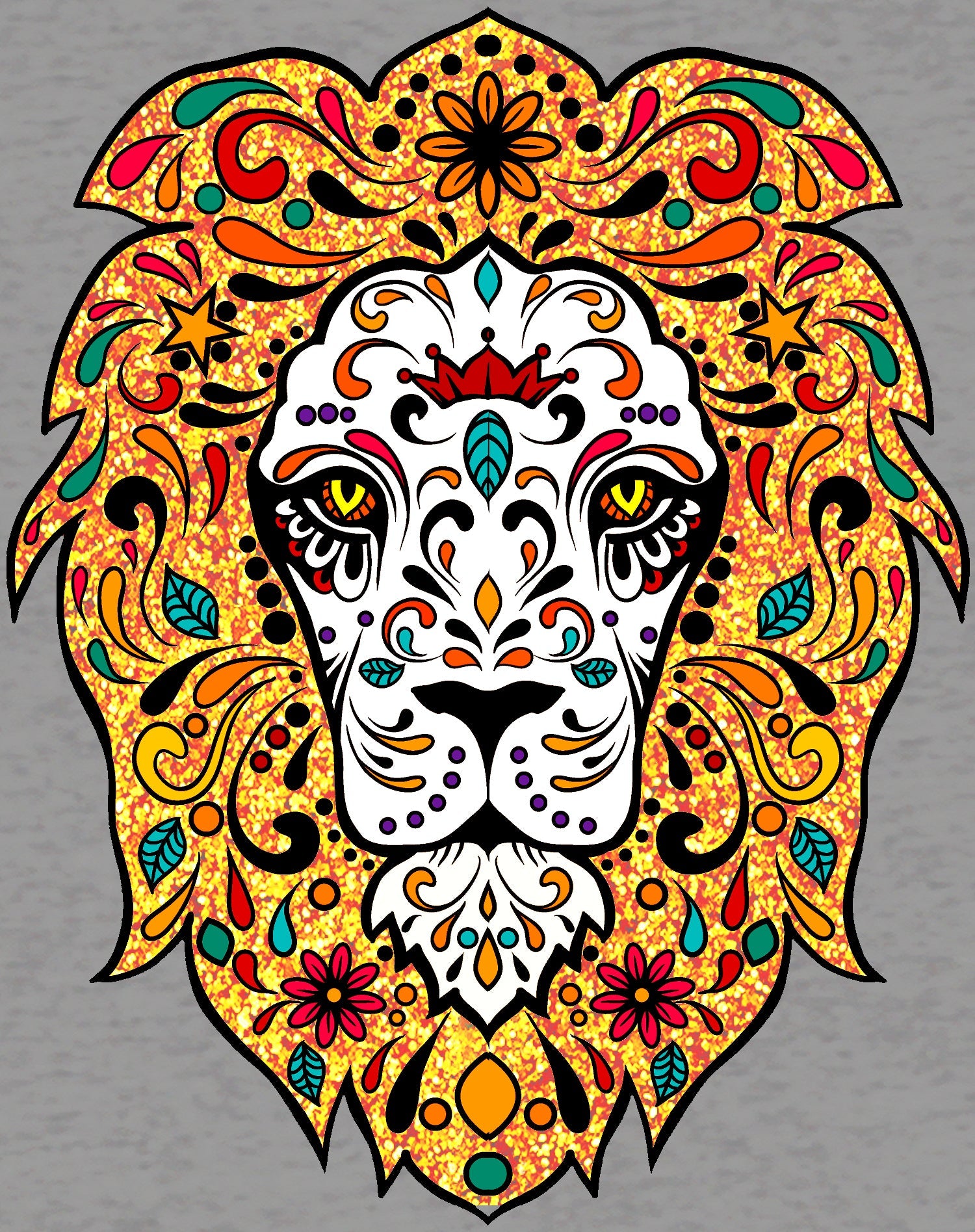 Halloween Day Of The Dead Calavera Lion Sugar Skull Bling Official Youth T-shirt