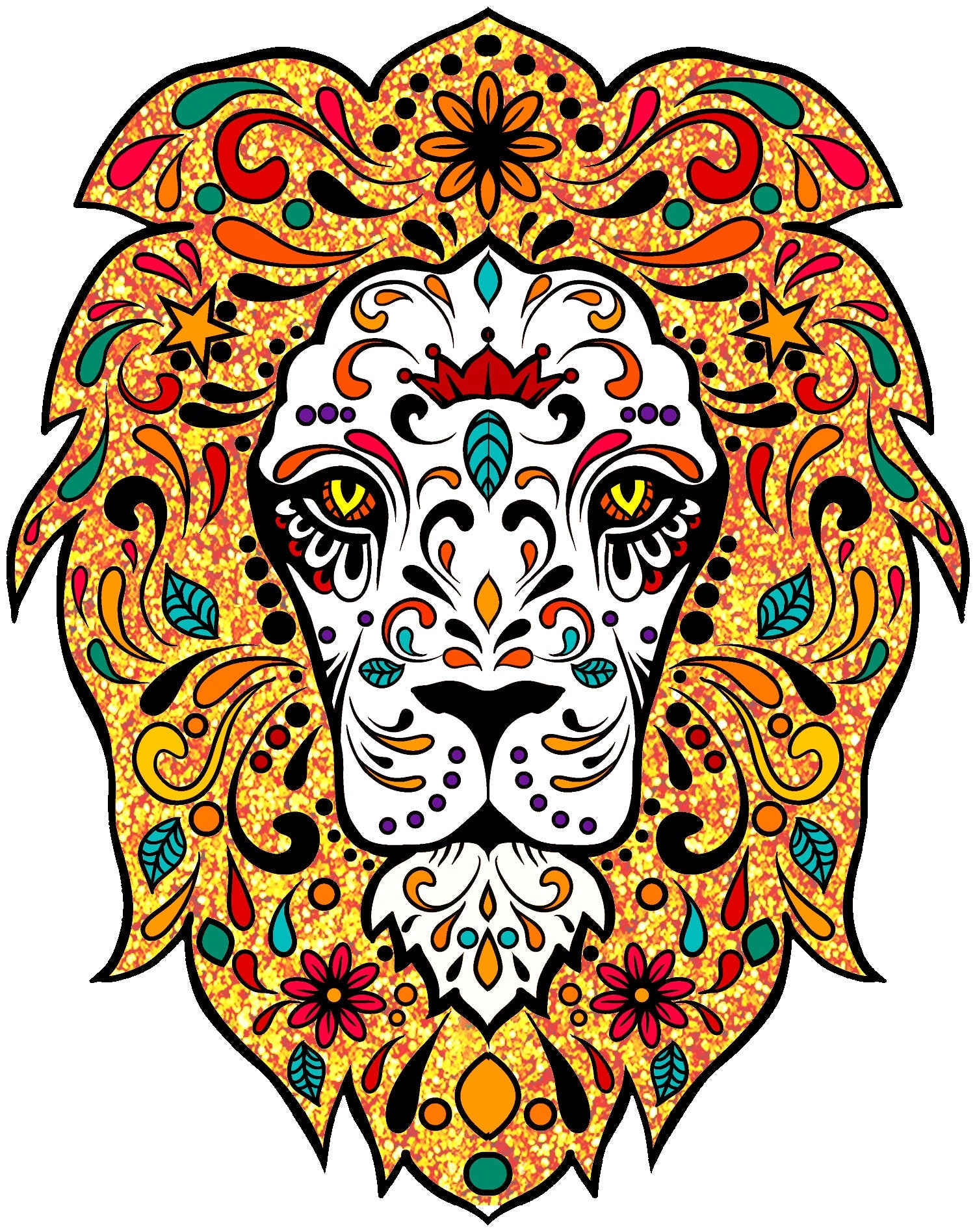 Halloween Day Of The Dead Calavera Lion Sugar Skull Bling Official Youth T-shirt