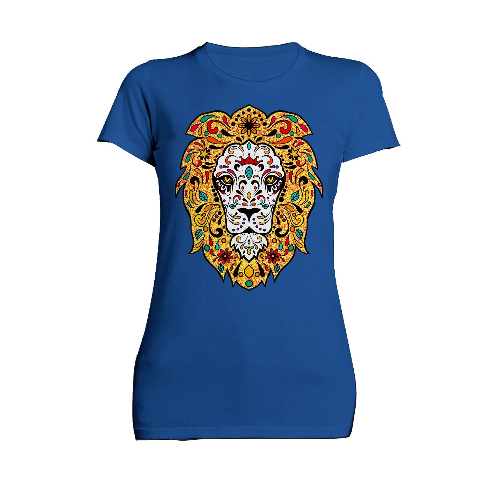 Halloween Day Of The Dead Calavera Lion Sugar Skull Bling Official Women's T-shirt
