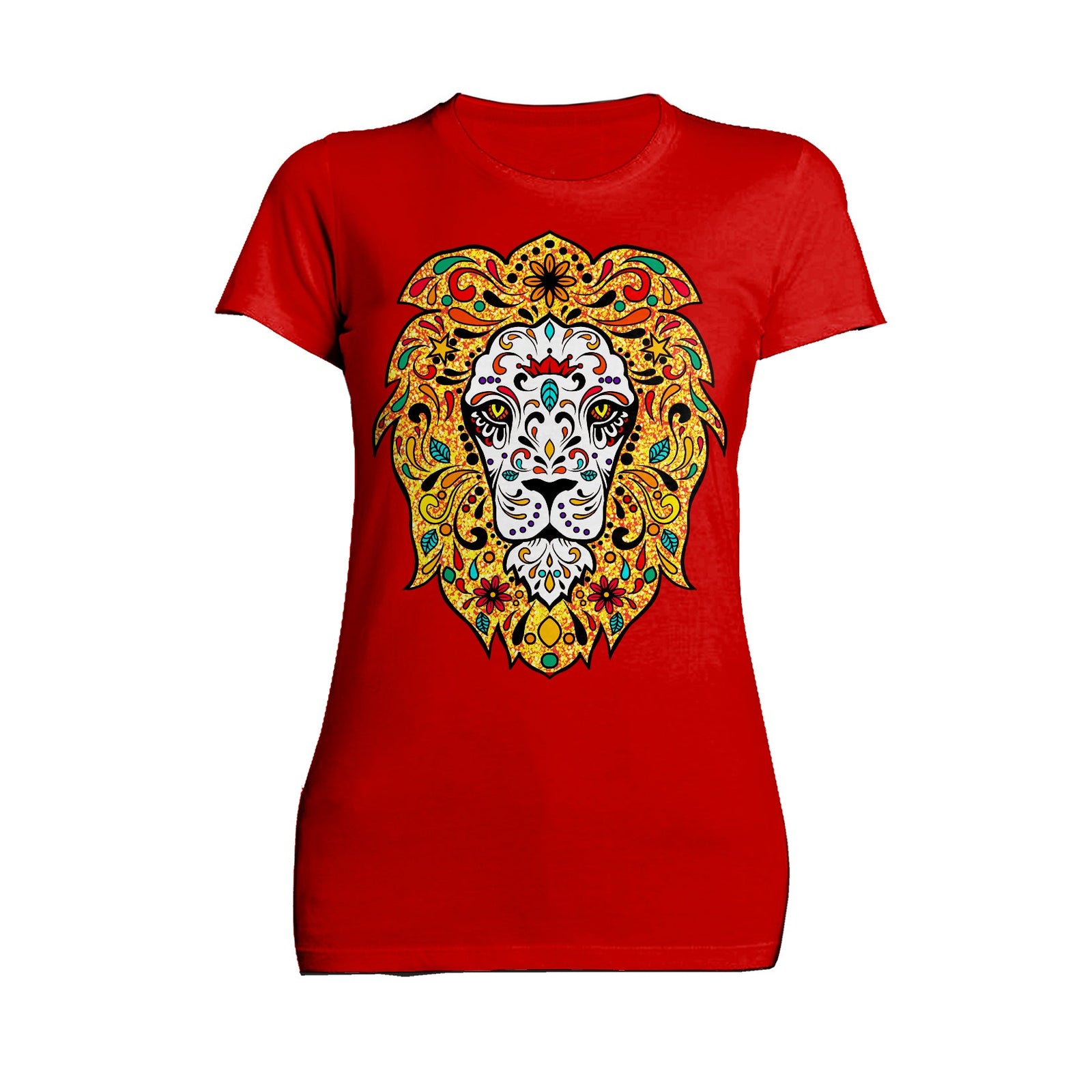 Halloween Day Of The Dead Calavera Lion Sugar Skull Bling Official Women's T-shirt