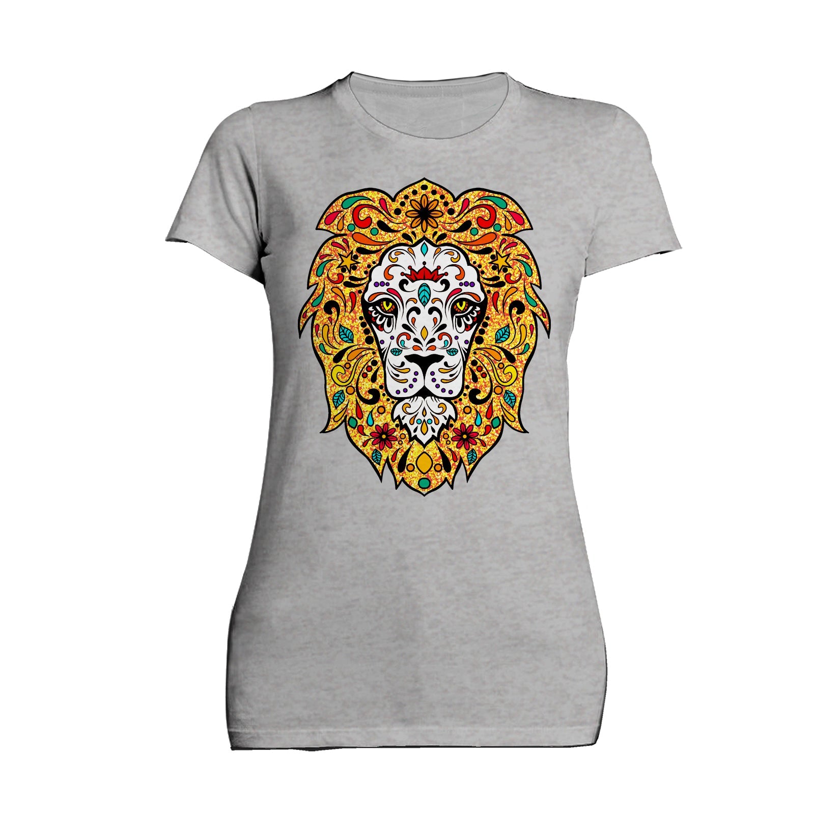 Halloween Day Of The Dead Calavera Lion Sugar Skull Bling Official Women's T-shirt