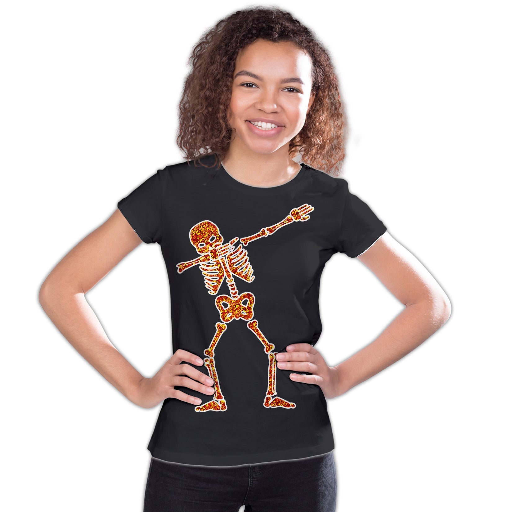 Halloween Day Of The Dead Dabbing Skeleton Bling Stencil Official Youth T-shirt
