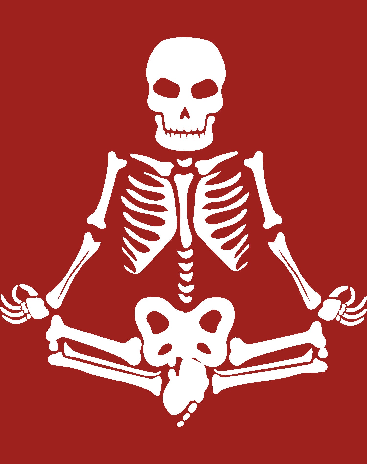 Halloween Day Of The Dead Namaste Lotus Skeleton Stencil Official Youth T-shirt